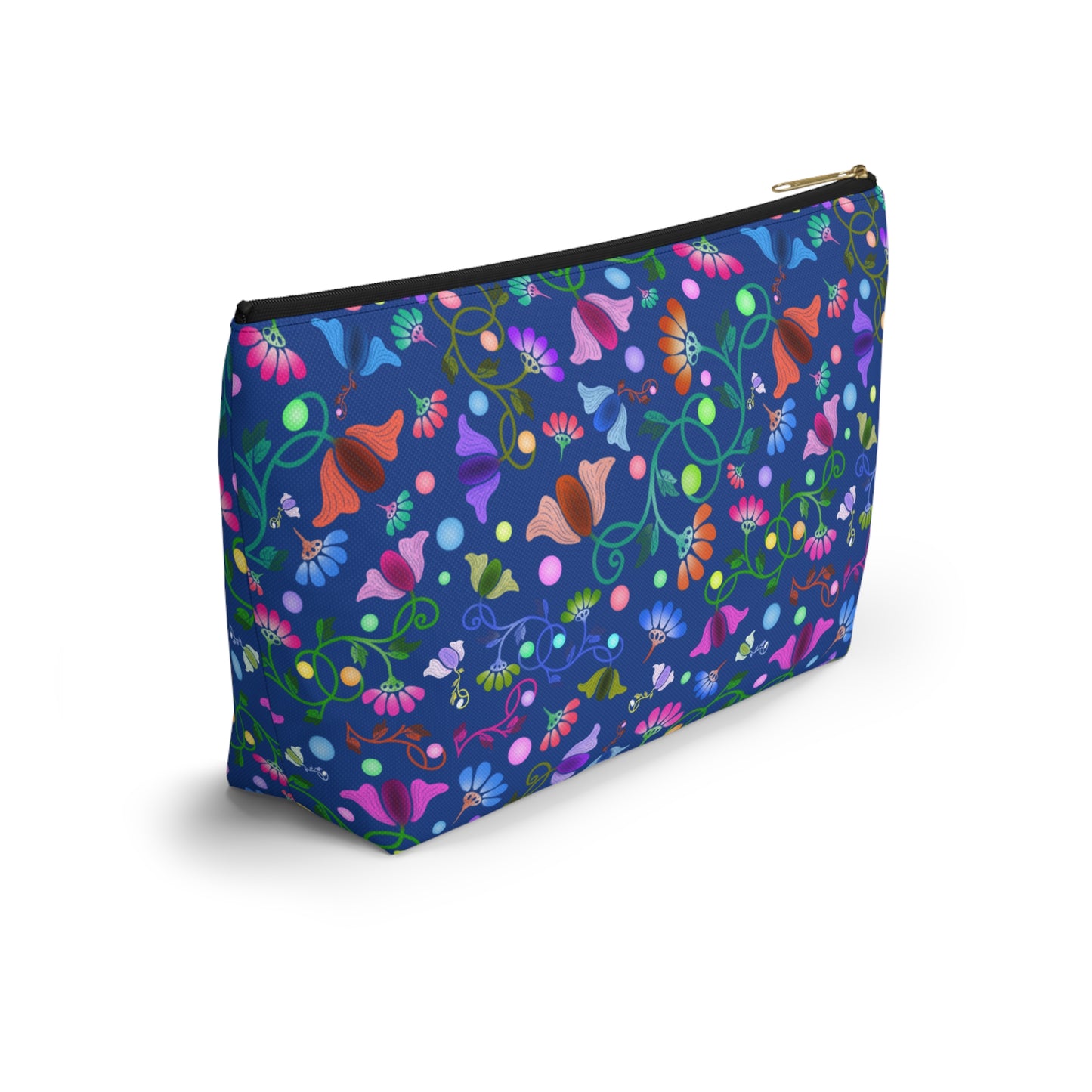 Colorful Floral Blue Accessory Pouch
