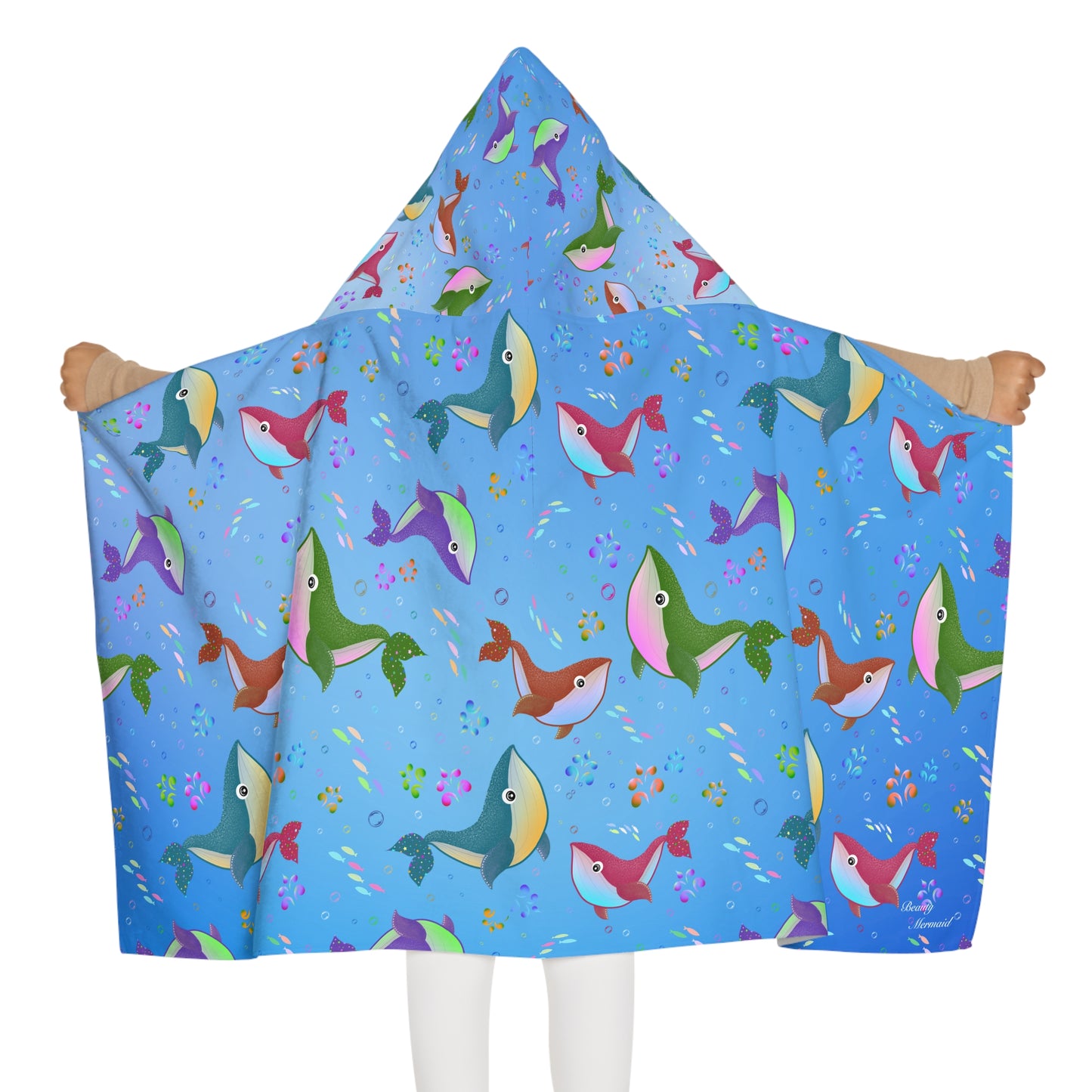 Whale Youth Hooded Towel Blue Ocean