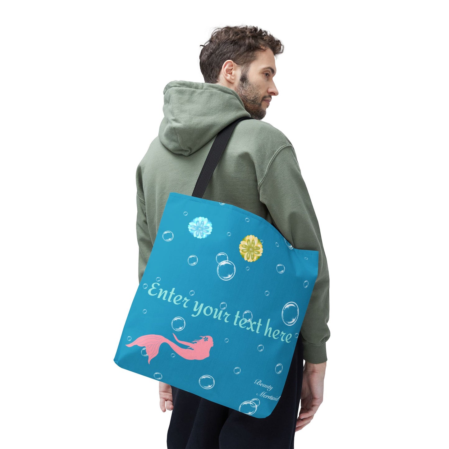 Personalized Floral Mermaid Tote Bag