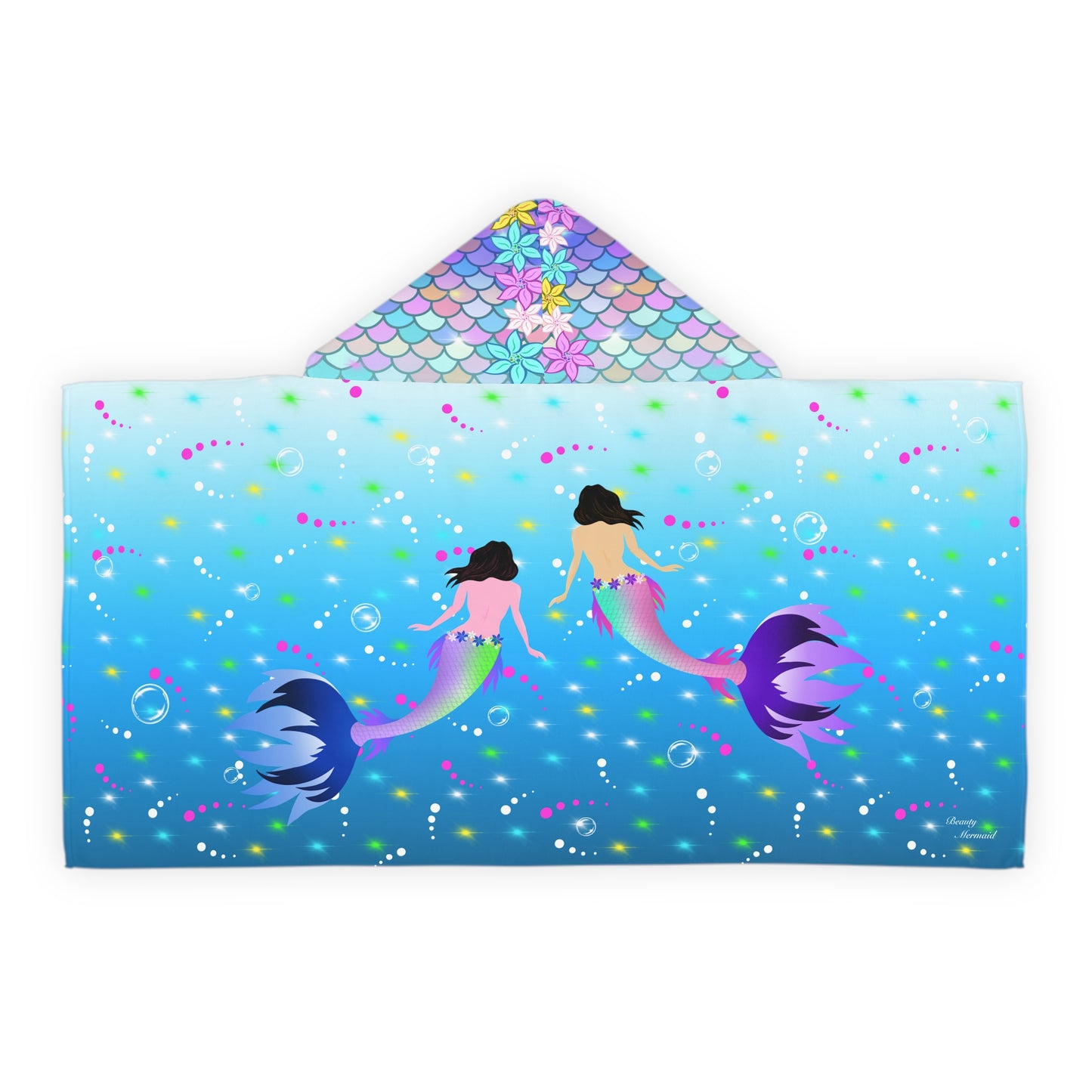 Mermaid Shiny Ocean Youth Hooded Towel