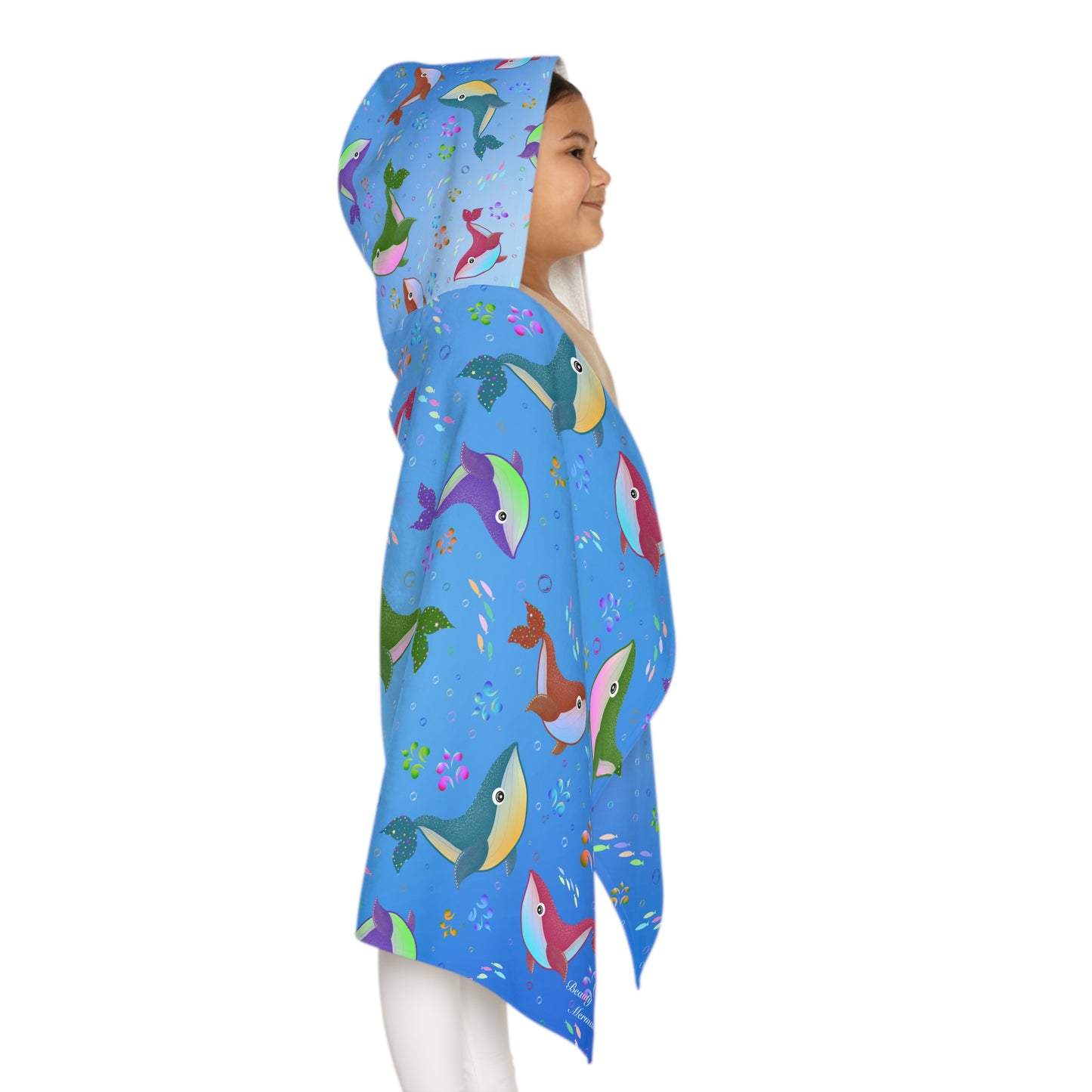 Whale Youth Hooded Towel Blue Ocean