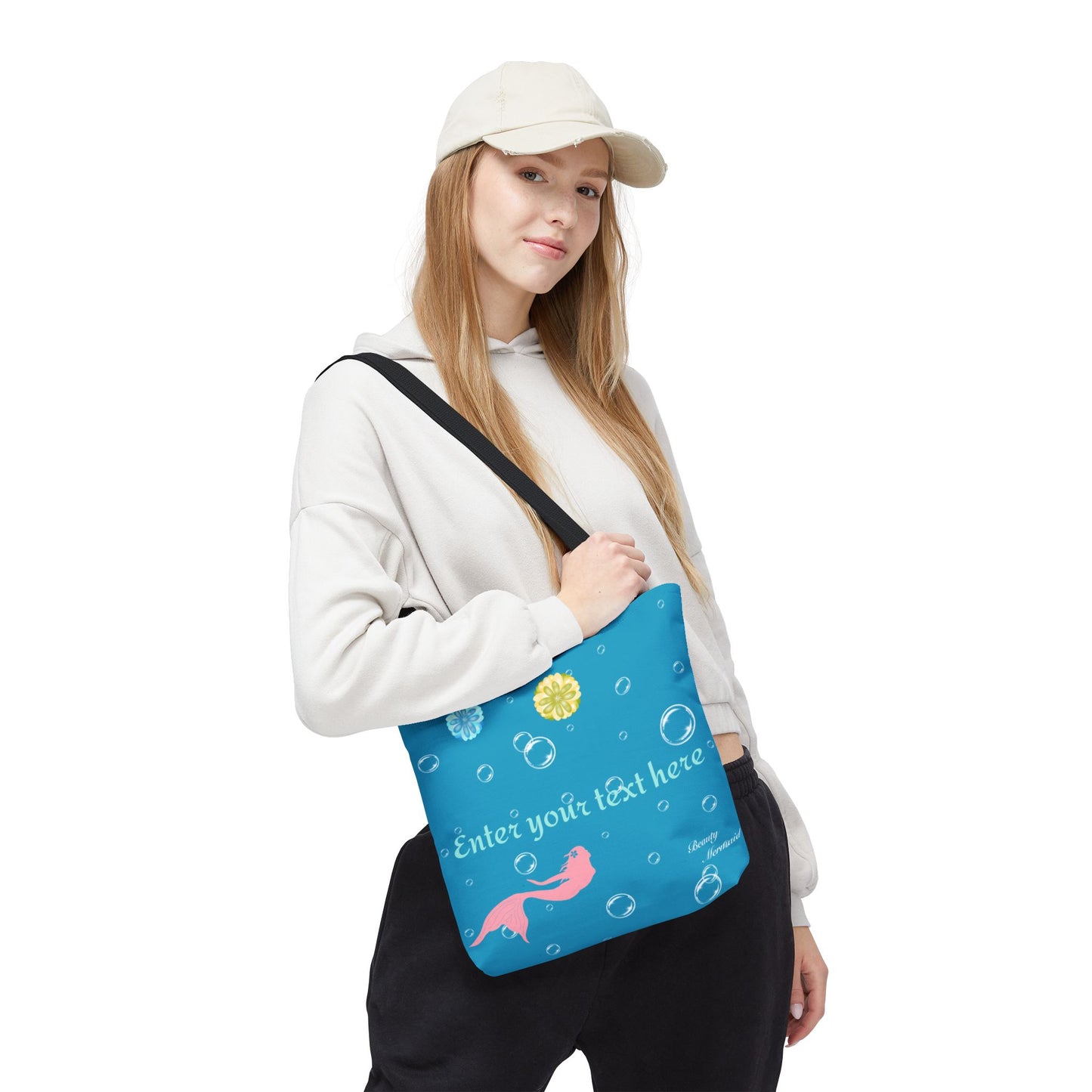 Personalized Floral Mermaid Tote Bag