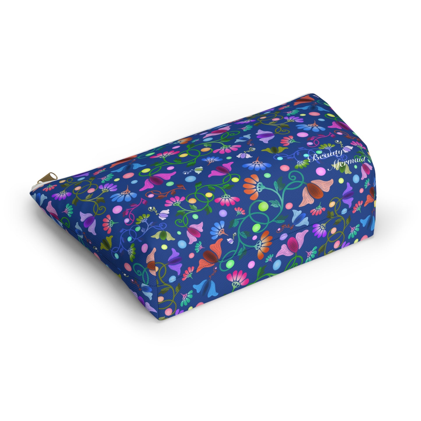 Colorful Floral Blue Accessory Pouch
