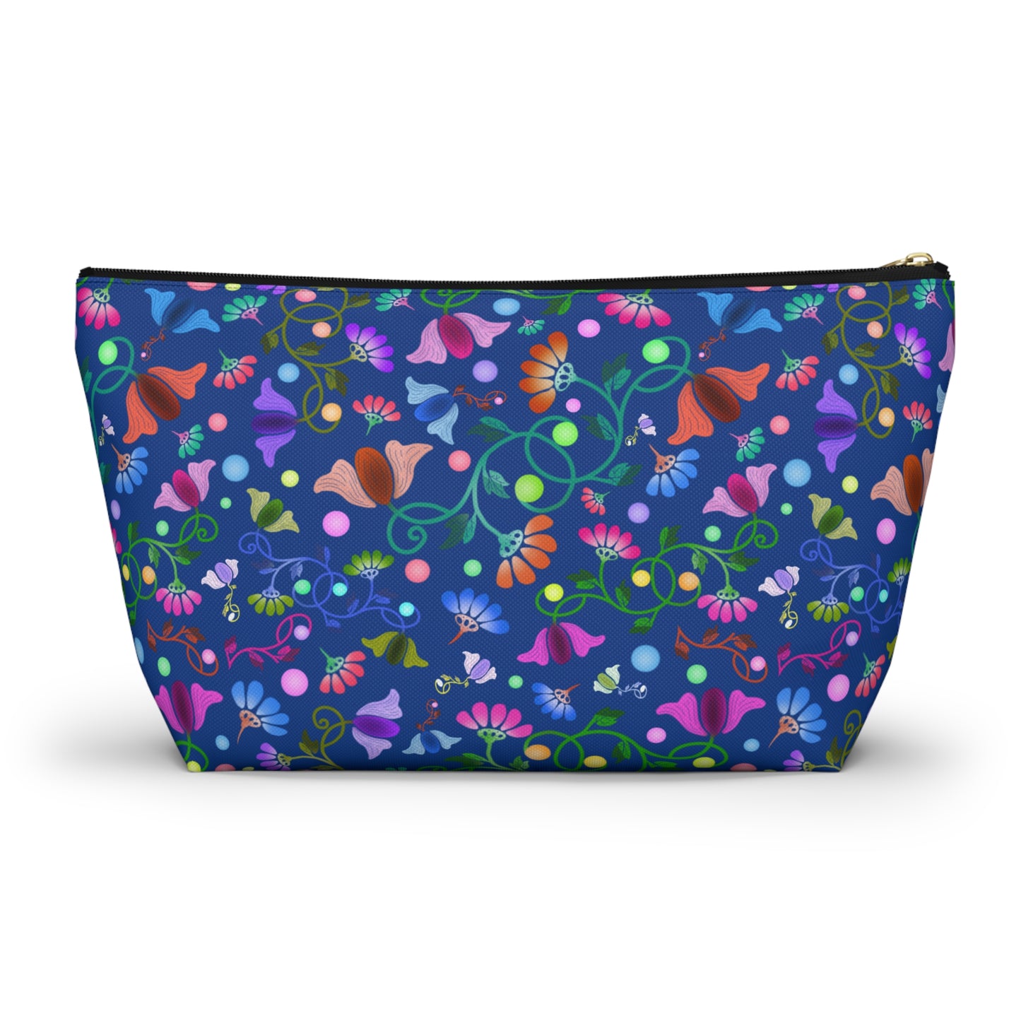 Colorful Floral Blue Accessory Pouch