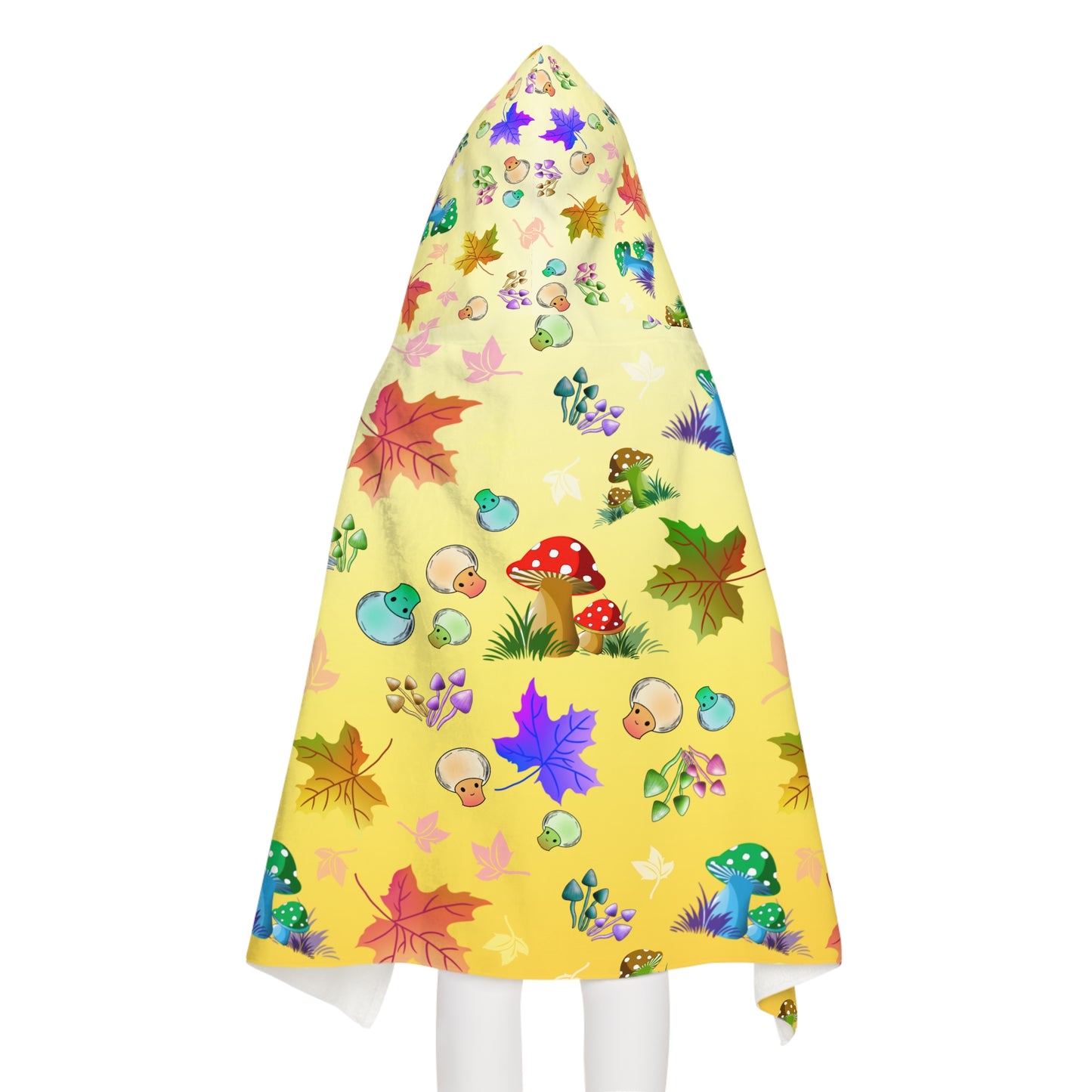 Yellow Mushroom Maple Leaves Kids Hooded Towel