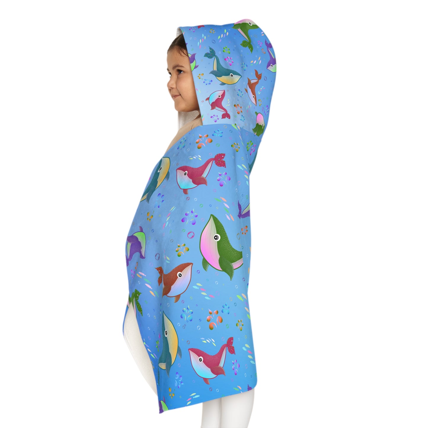 Whale Youth Hooded Towel Blue Ocean