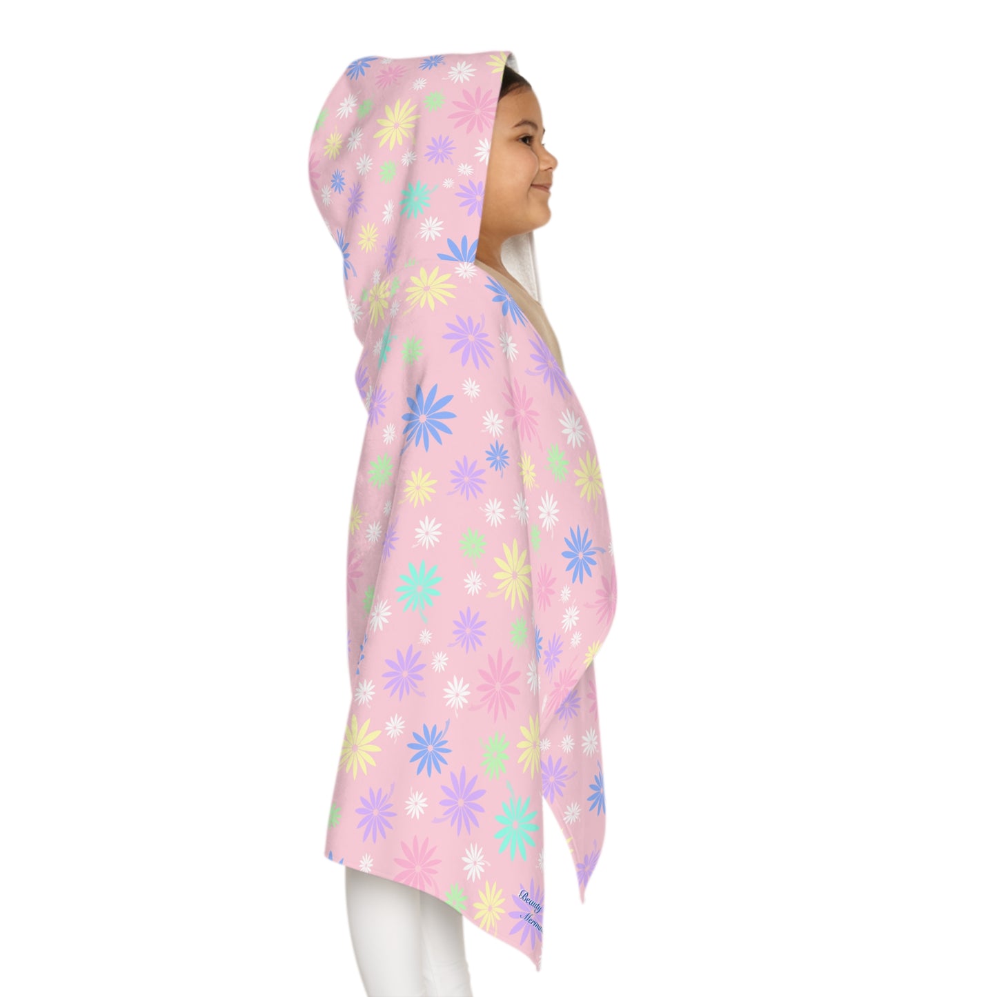 Light Pink Flowers Hooded Towel