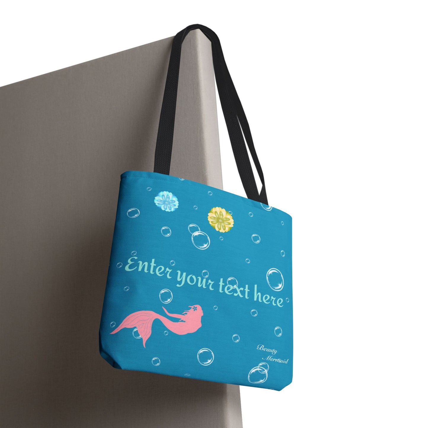 Personalized Floral Mermaid Tote Bag