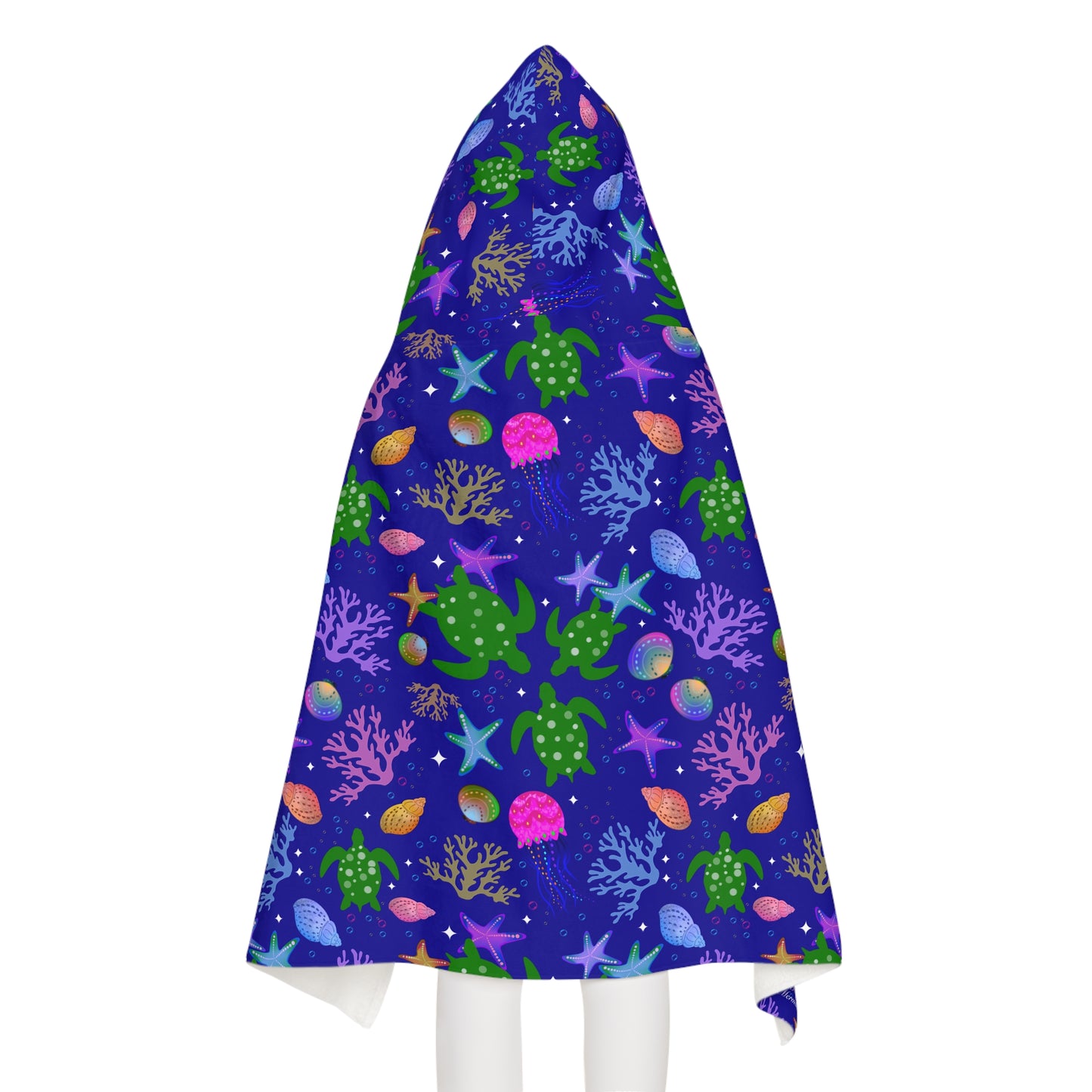 Turtle Jellyfish Deep Blue Ocean Youth Hooded Towel