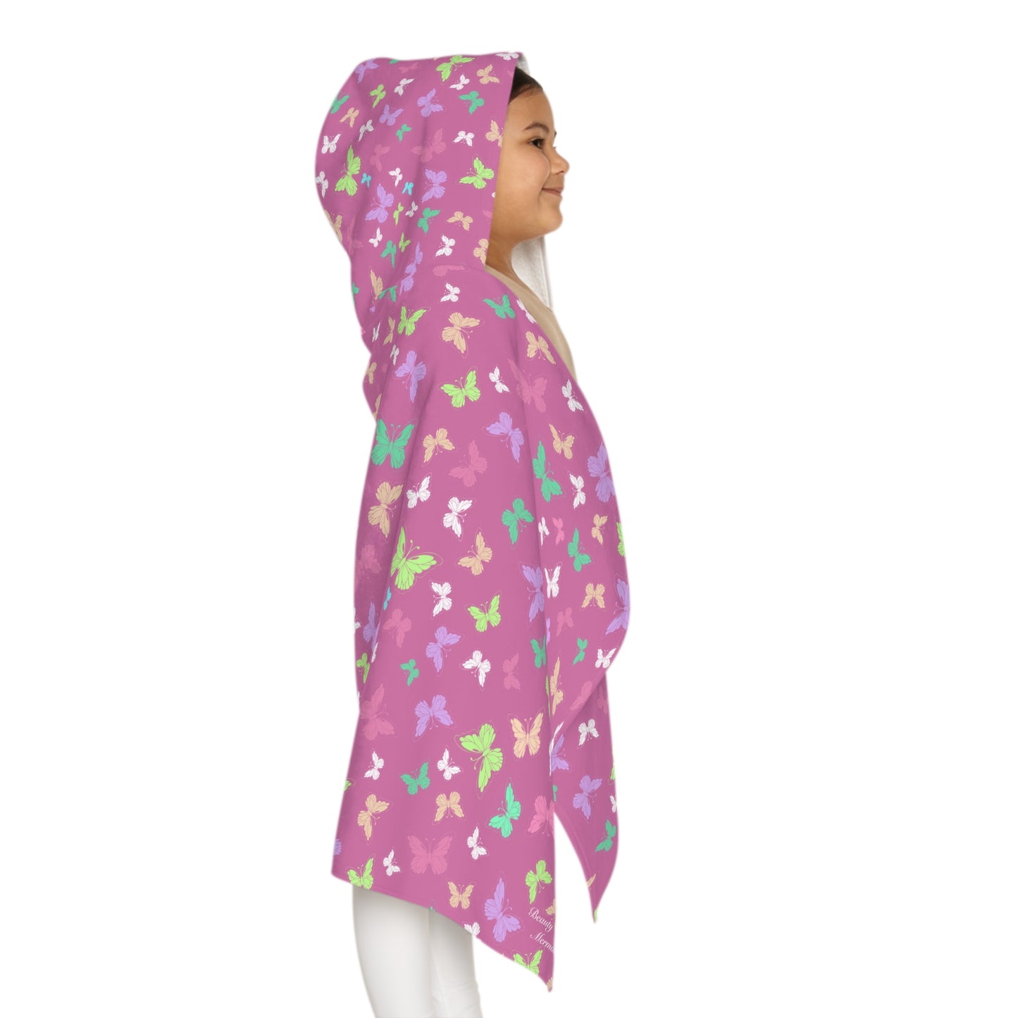 Pink Butterfly Youth Hooded Towel