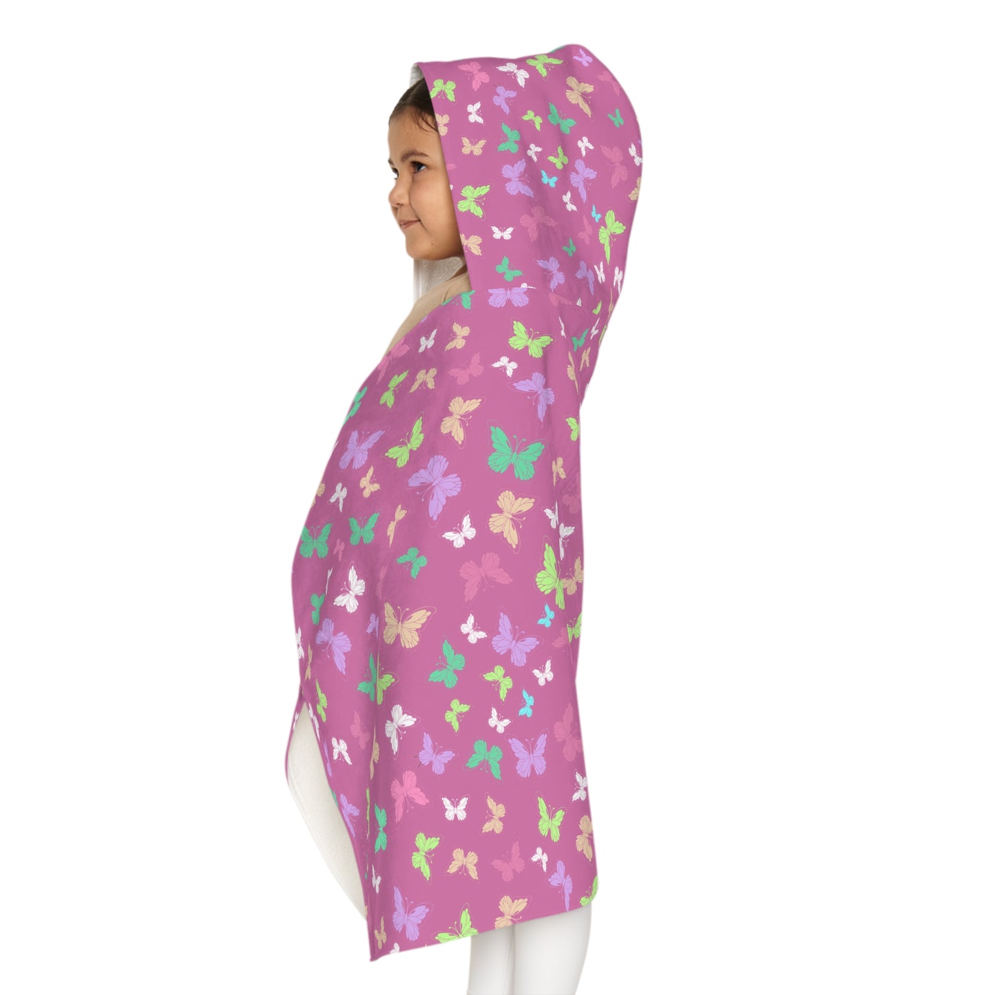 Pink Butterfly Youth Hooded Towel