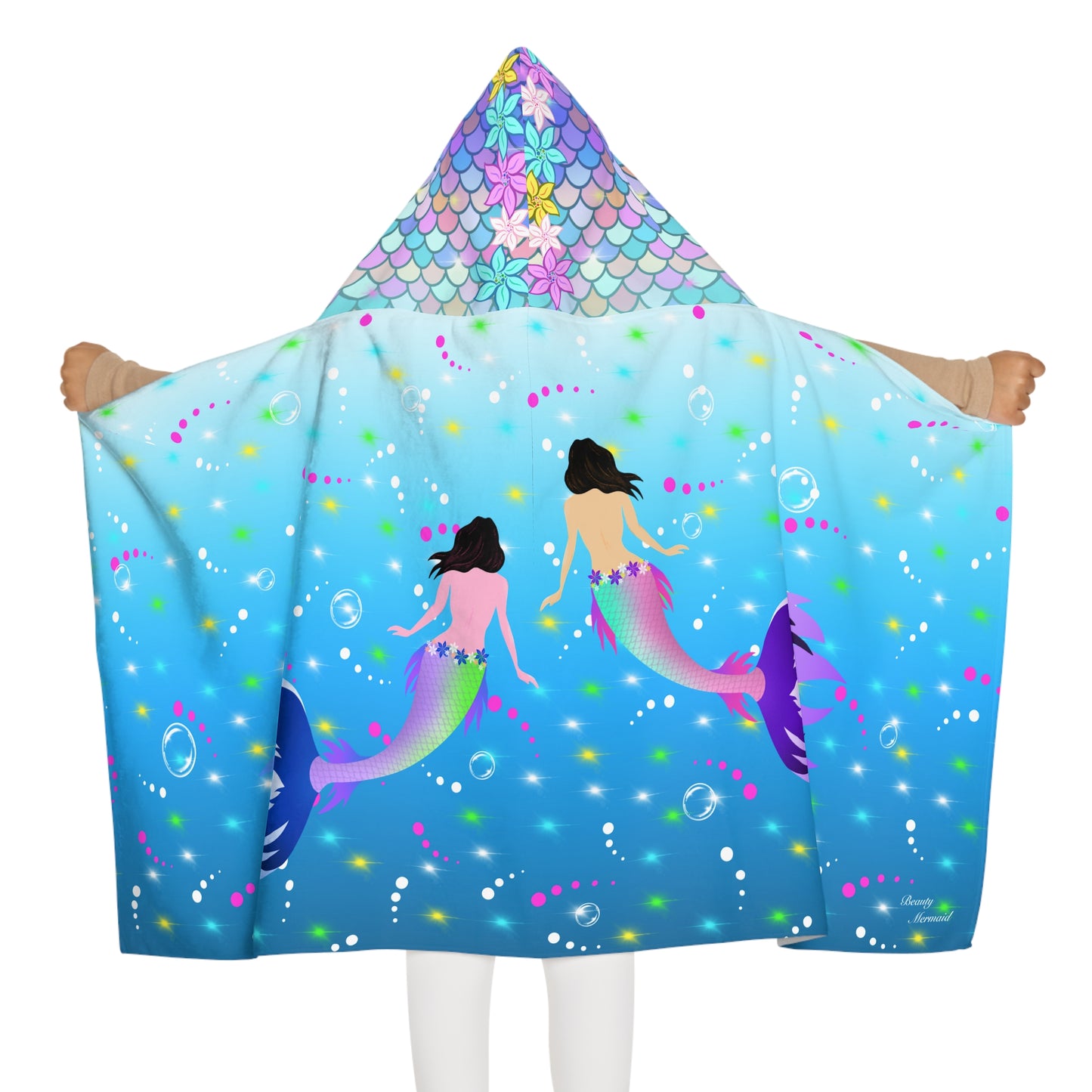 Mermaid Shiny Ocean Youth Hooded Towel