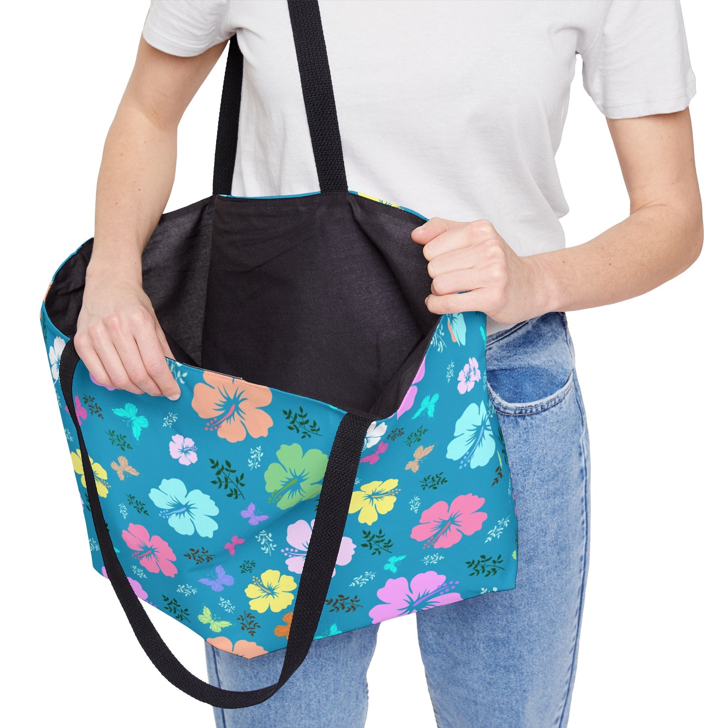 Floral Weekender Tote Bag Blue