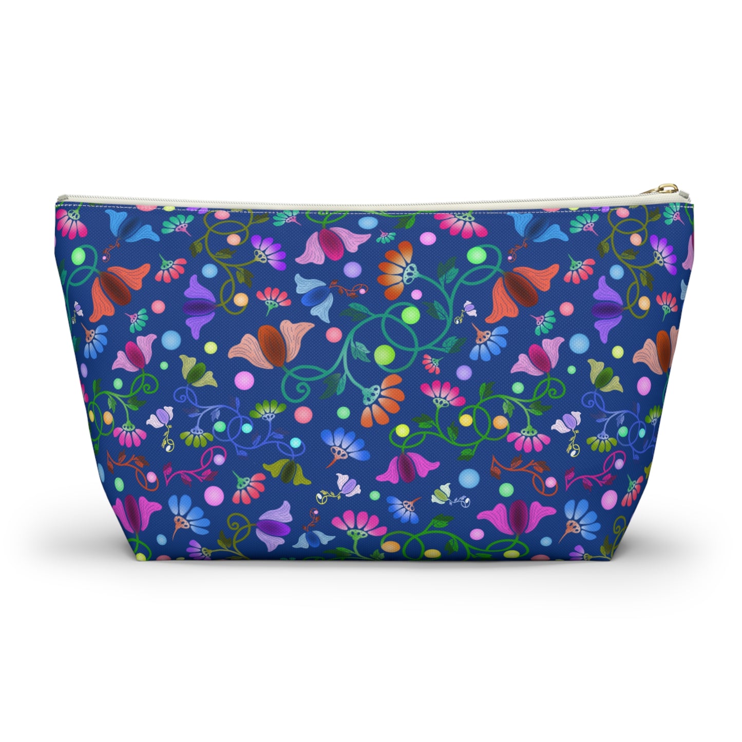 Colorful Floral Blue Accessory Pouch