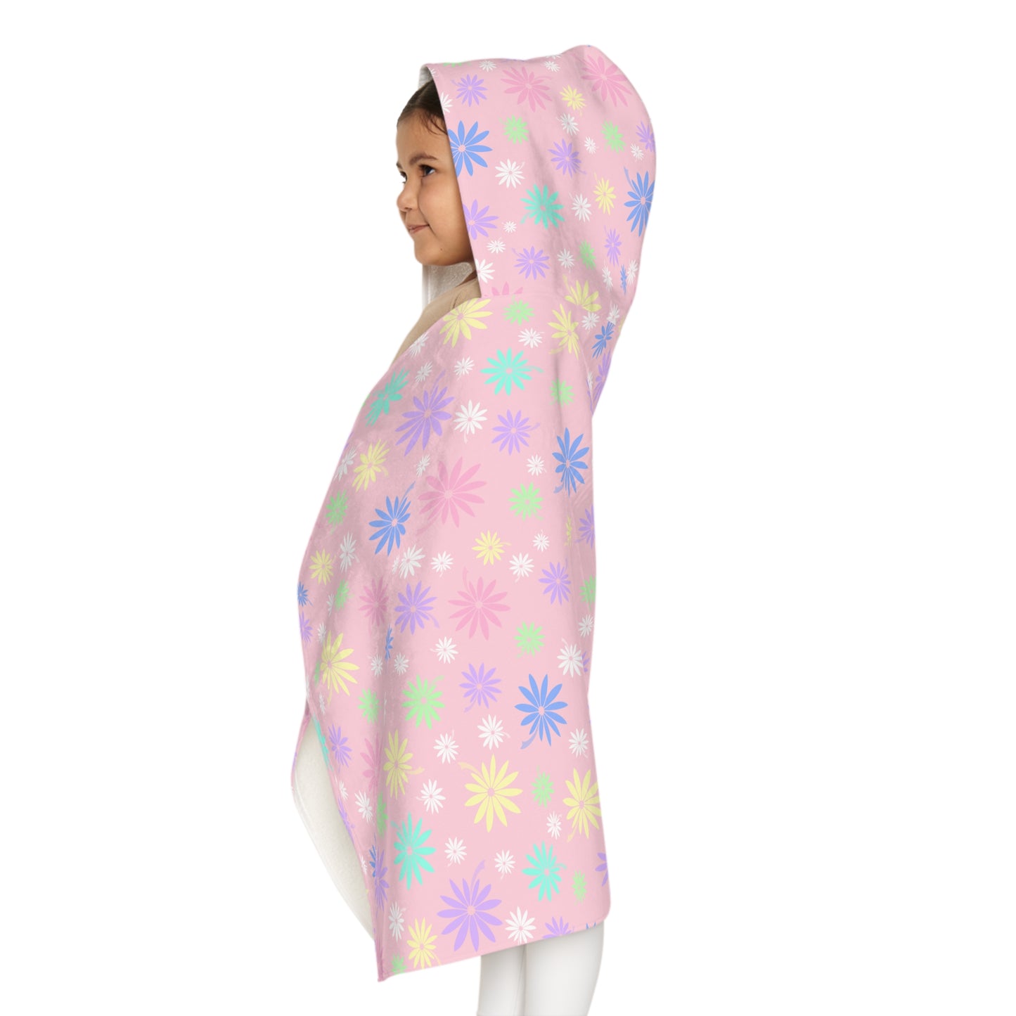 Light Pink Flowers Hooded Towel