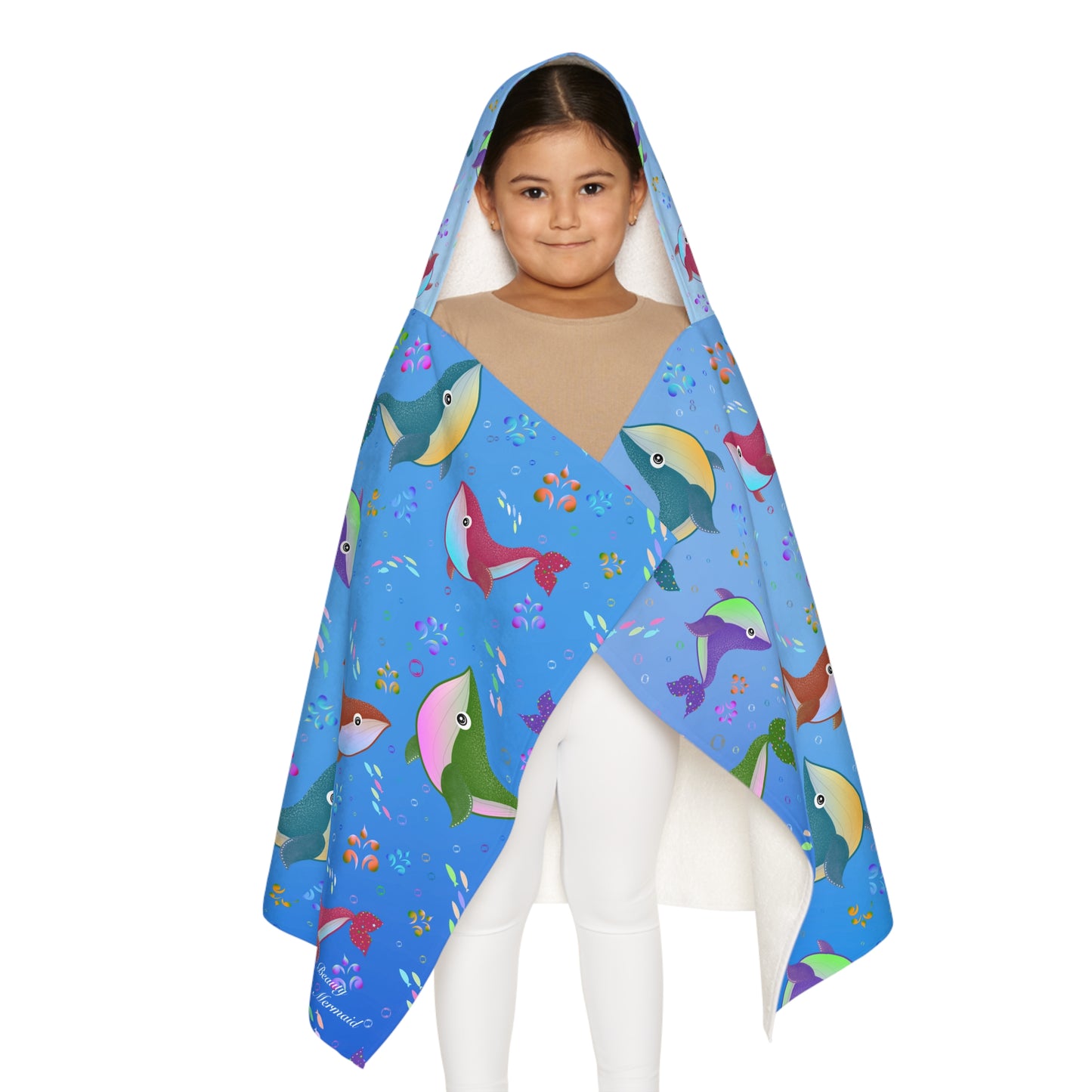 Whale Youth Hooded Towel Blue Ocean