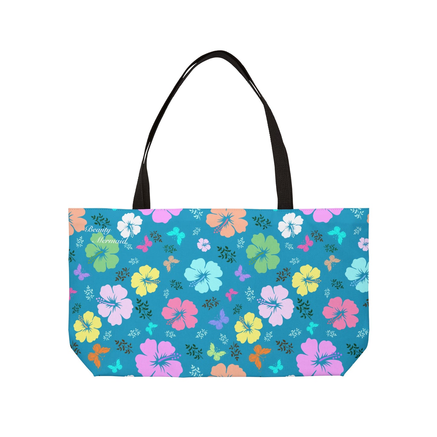 Floral Weekender Tote Bag Blue