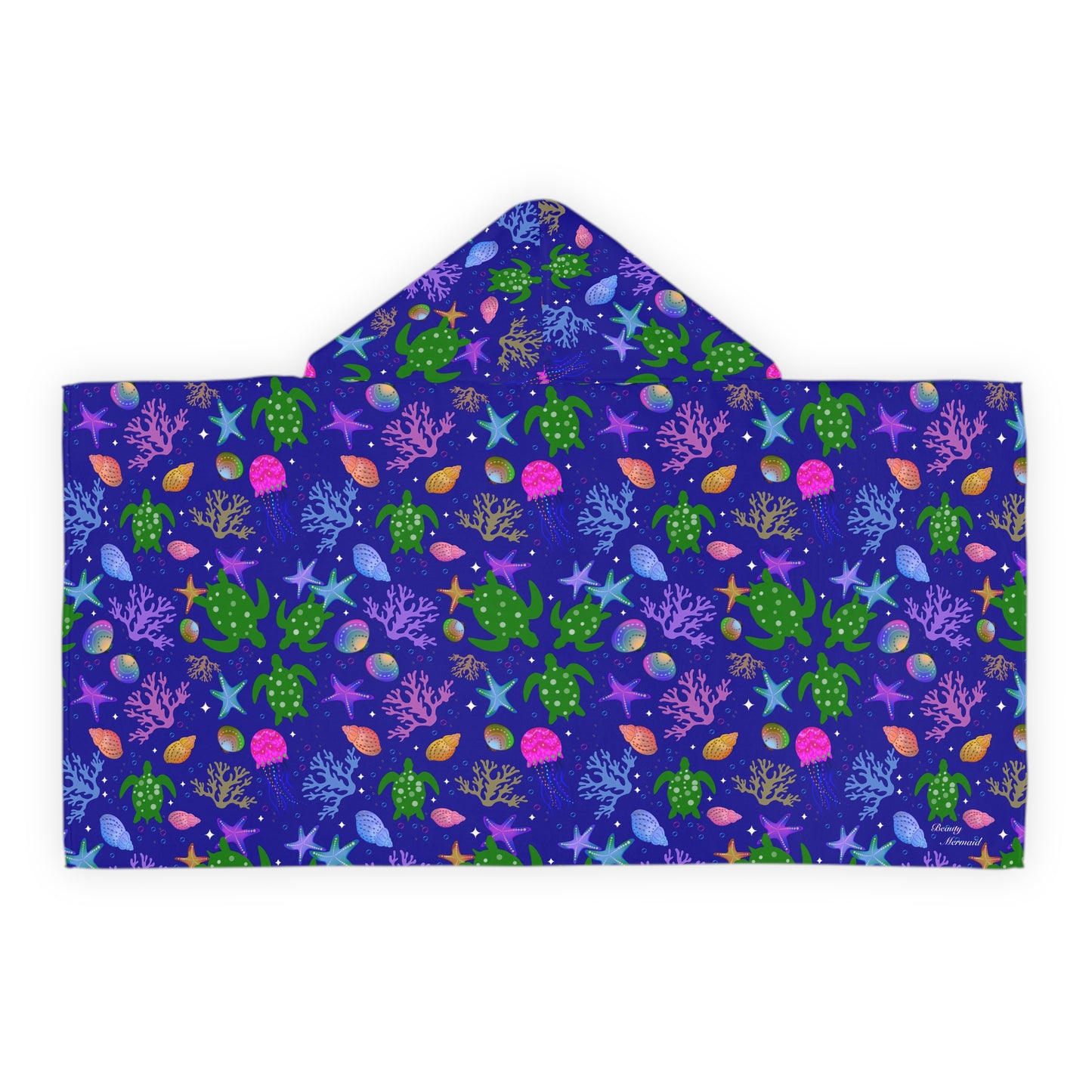 Turtle Jellyfish Deep Blue Ocean Youth Hooded Towel
