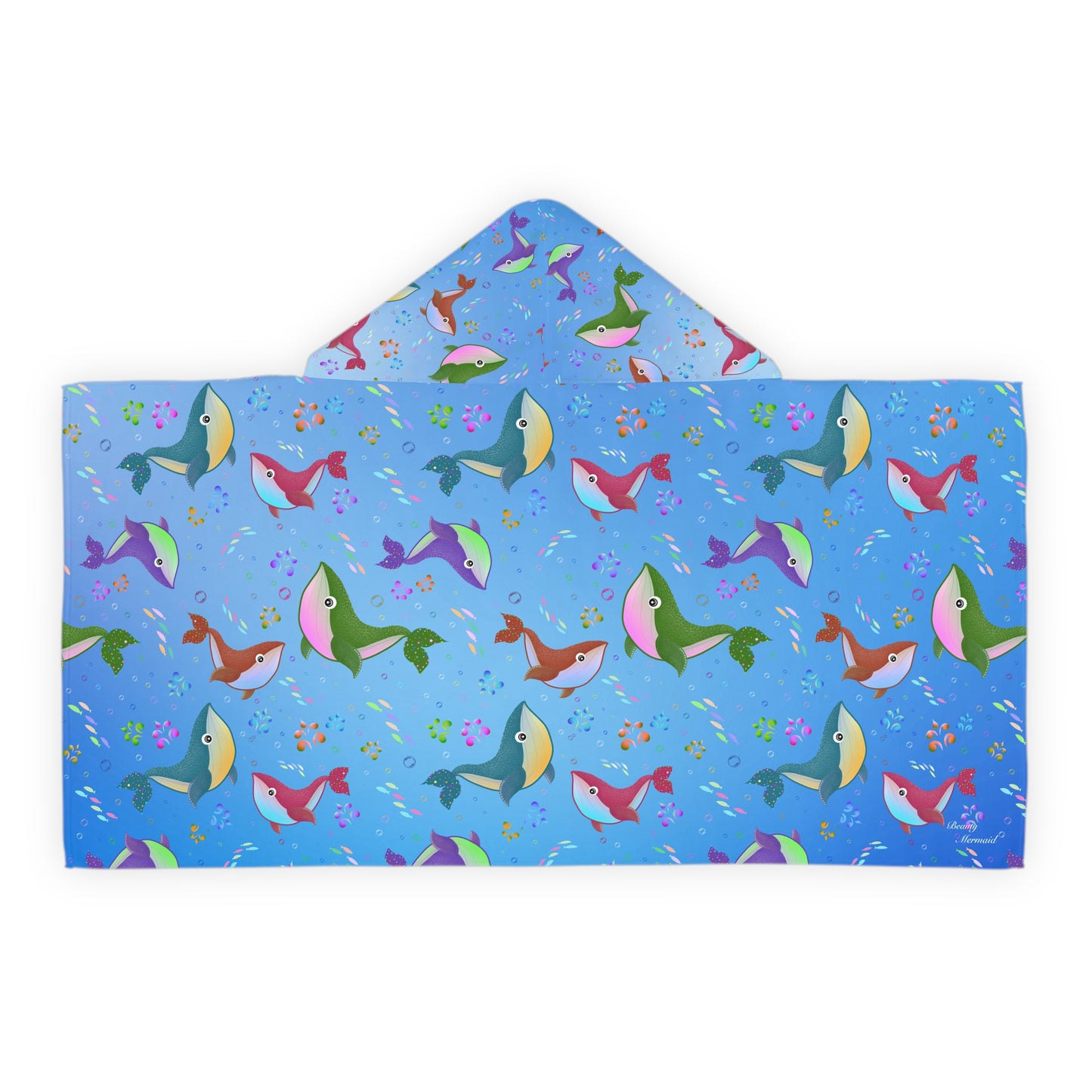 Whale Youth Hooded Towel Blue Ocean