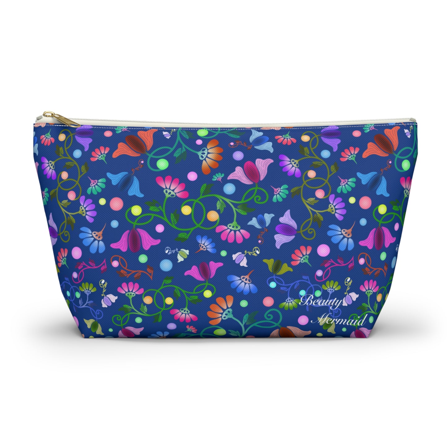 Colorful Floral Blue Accessory Pouch