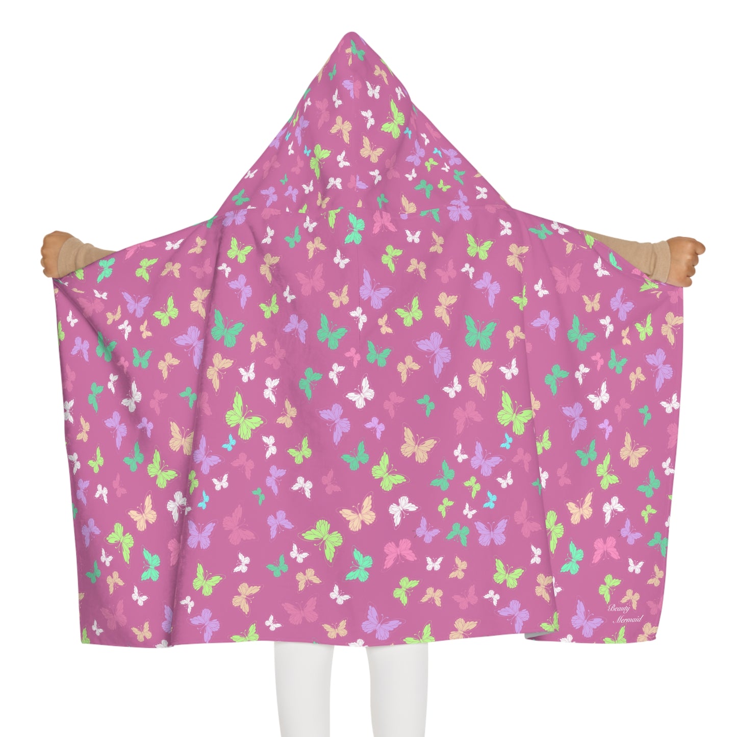 Pink Butterfly Youth Hooded Towel