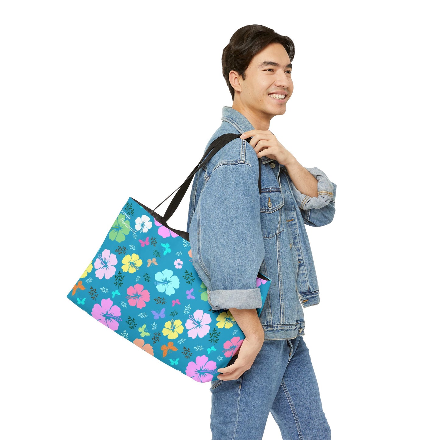 Floral Weekender Tote Bag Blue