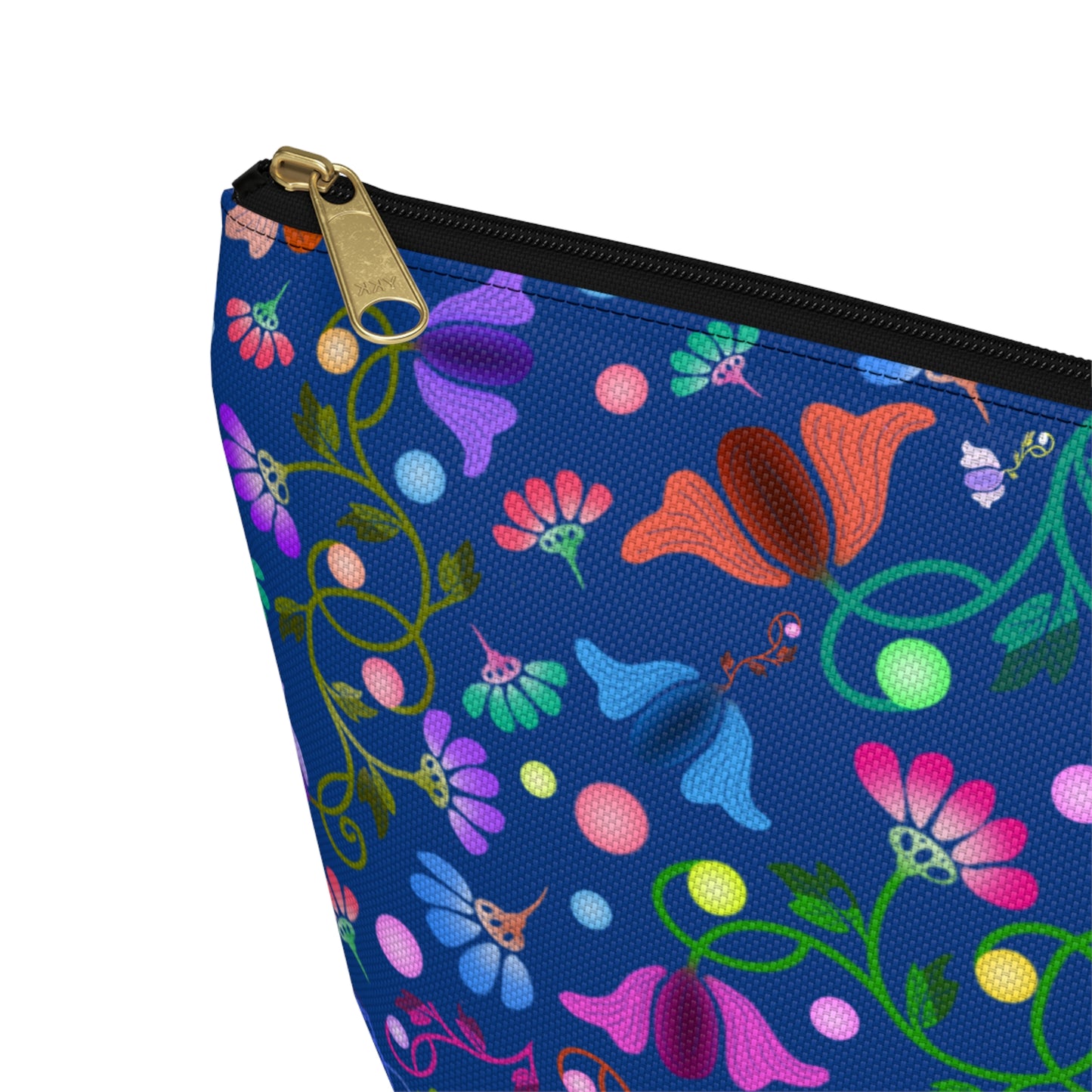 Colorful Floral Blue Accessory Pouch