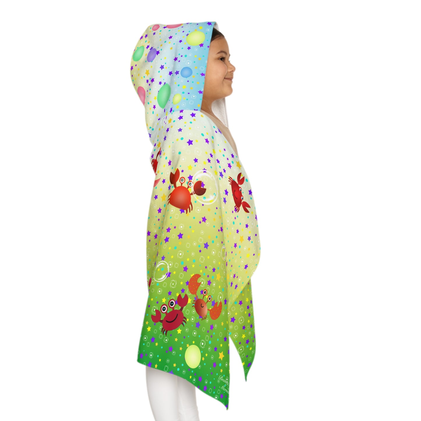 Crab Bubble Youth Hooded Towel