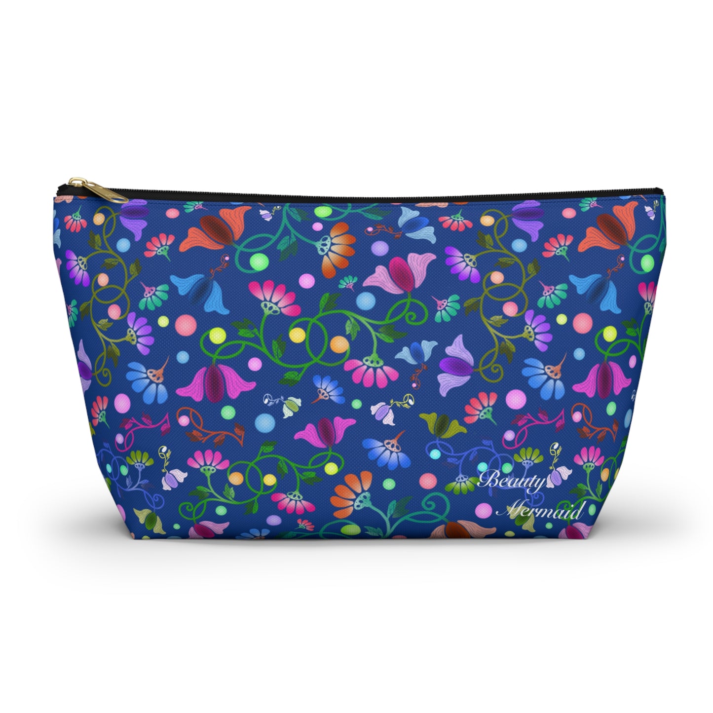 Colorful Floral Blue Accessory Pouch