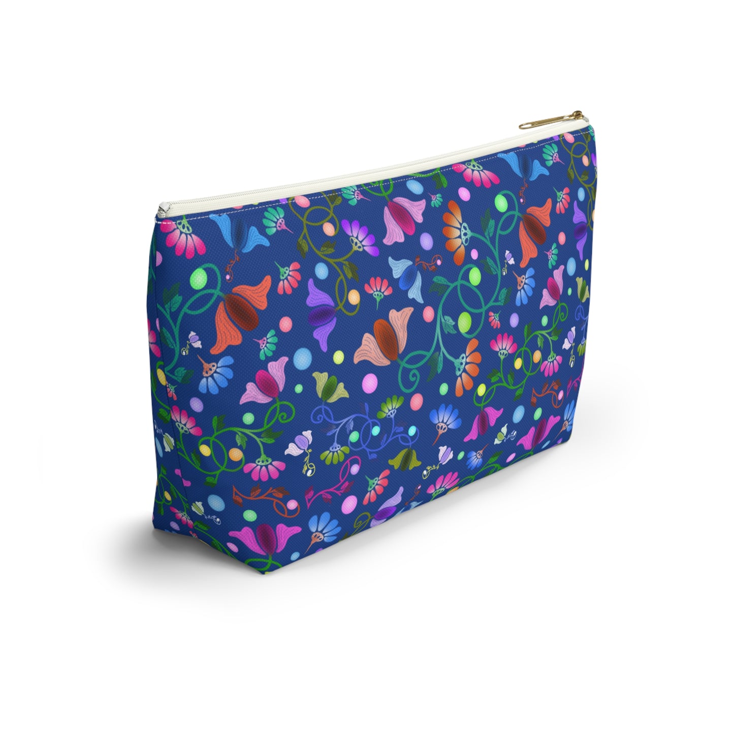 Colorful Floral Blue Accessory Pouch