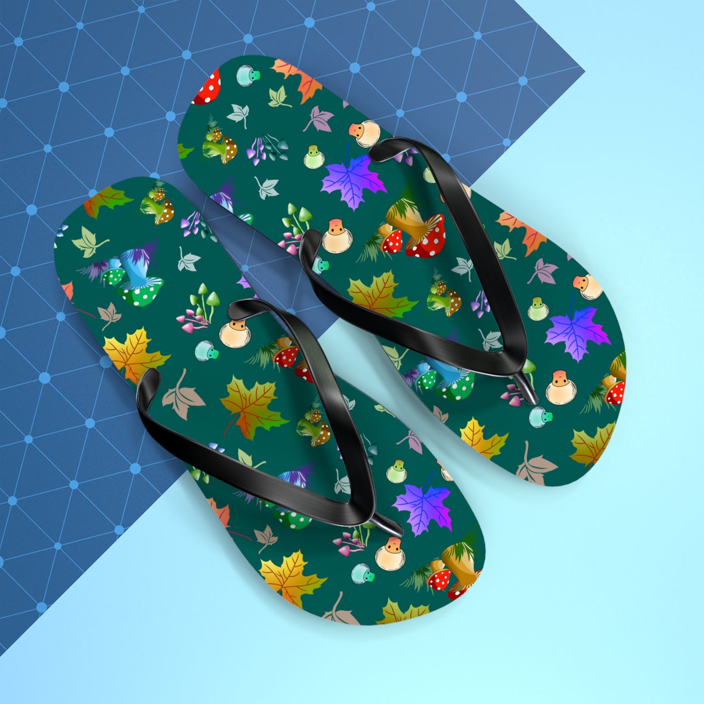 Mushroom Maple Leaves Flip Flops