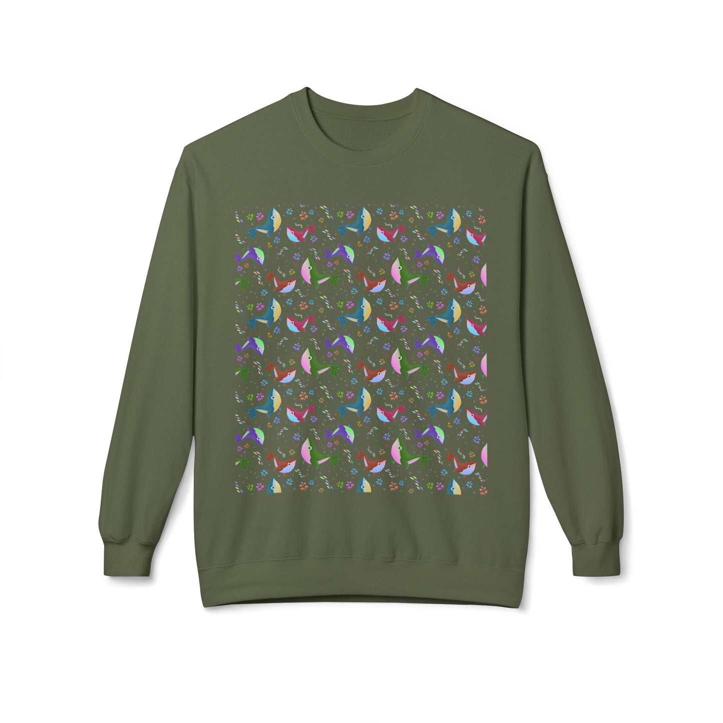 Colorful Whale Crewneck Sweatshirt