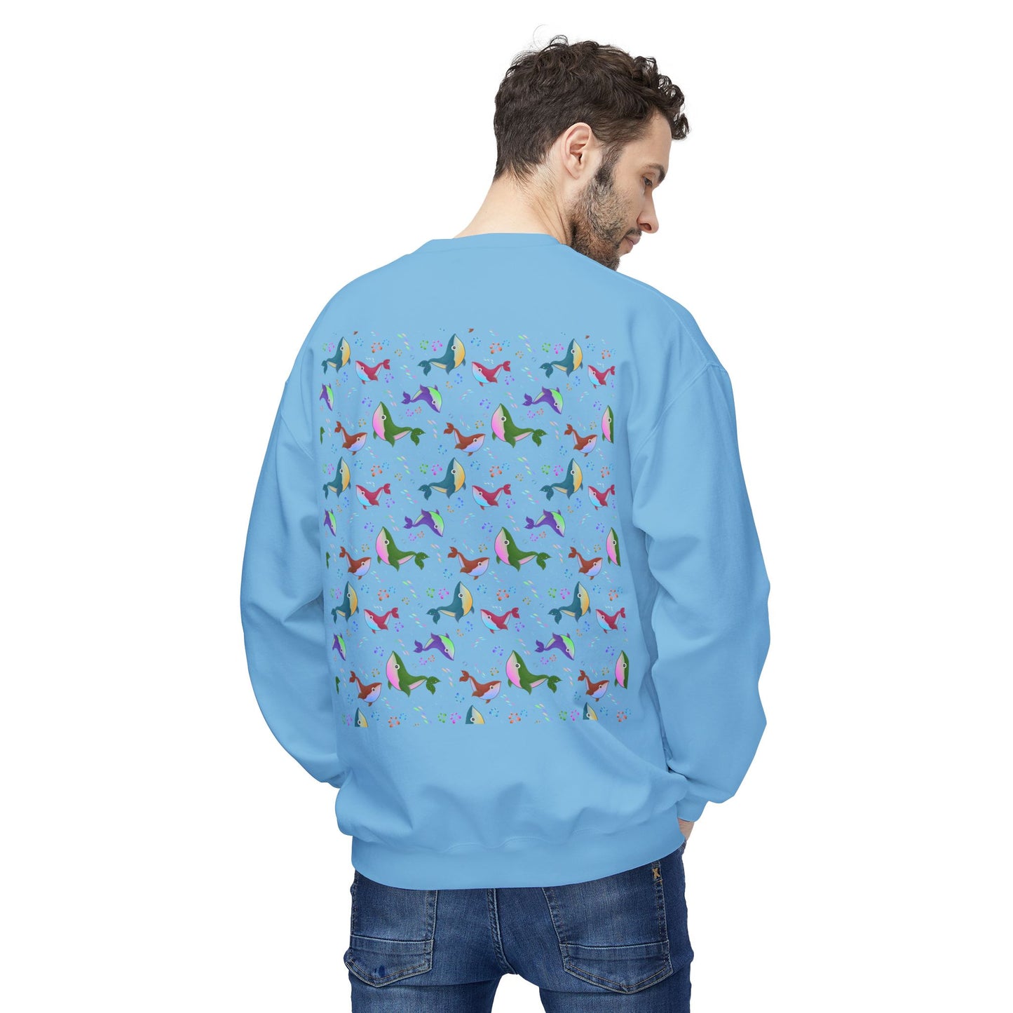 Colorful Whale Crewneck Sweatshirt