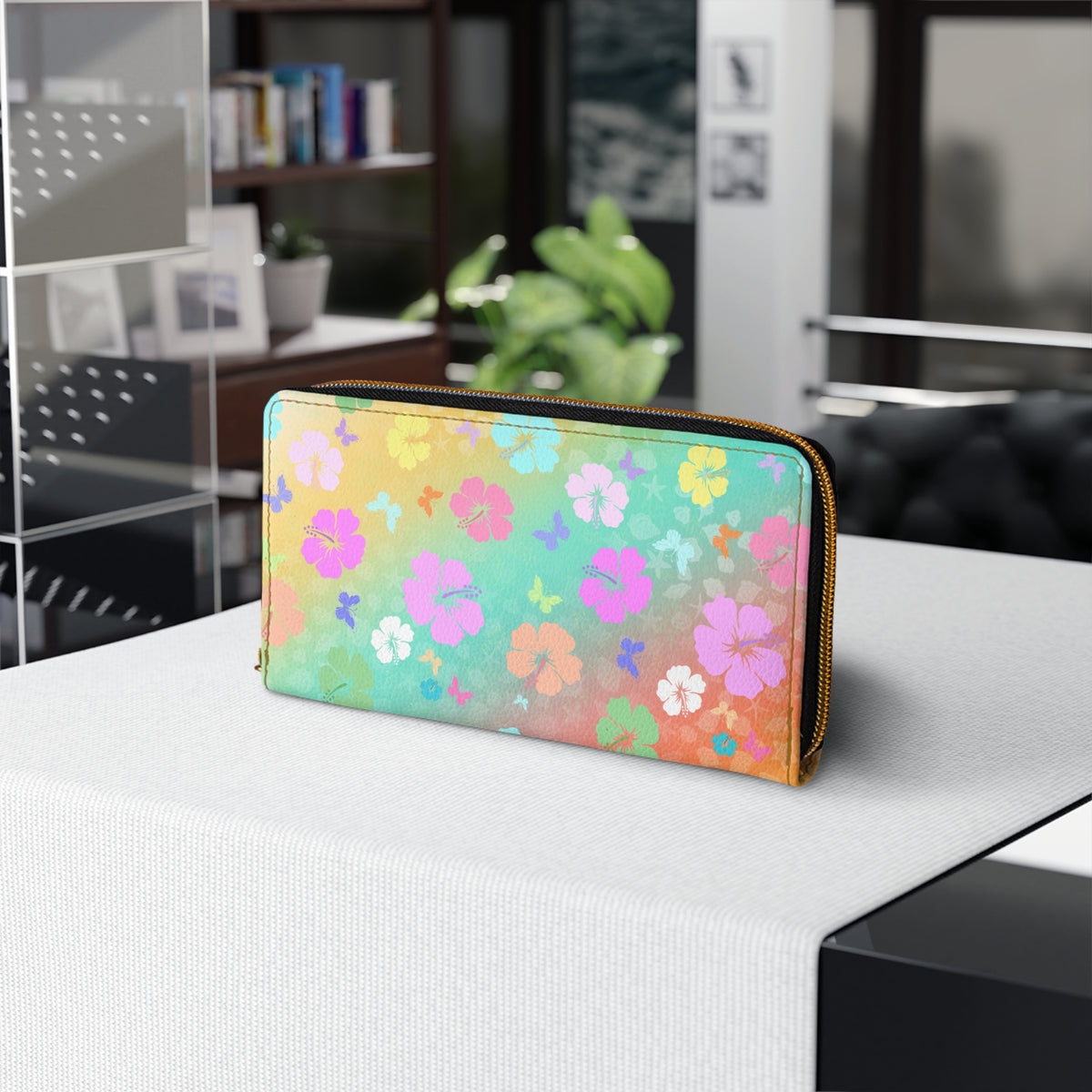 Flower Zipper Wallet Rainbow