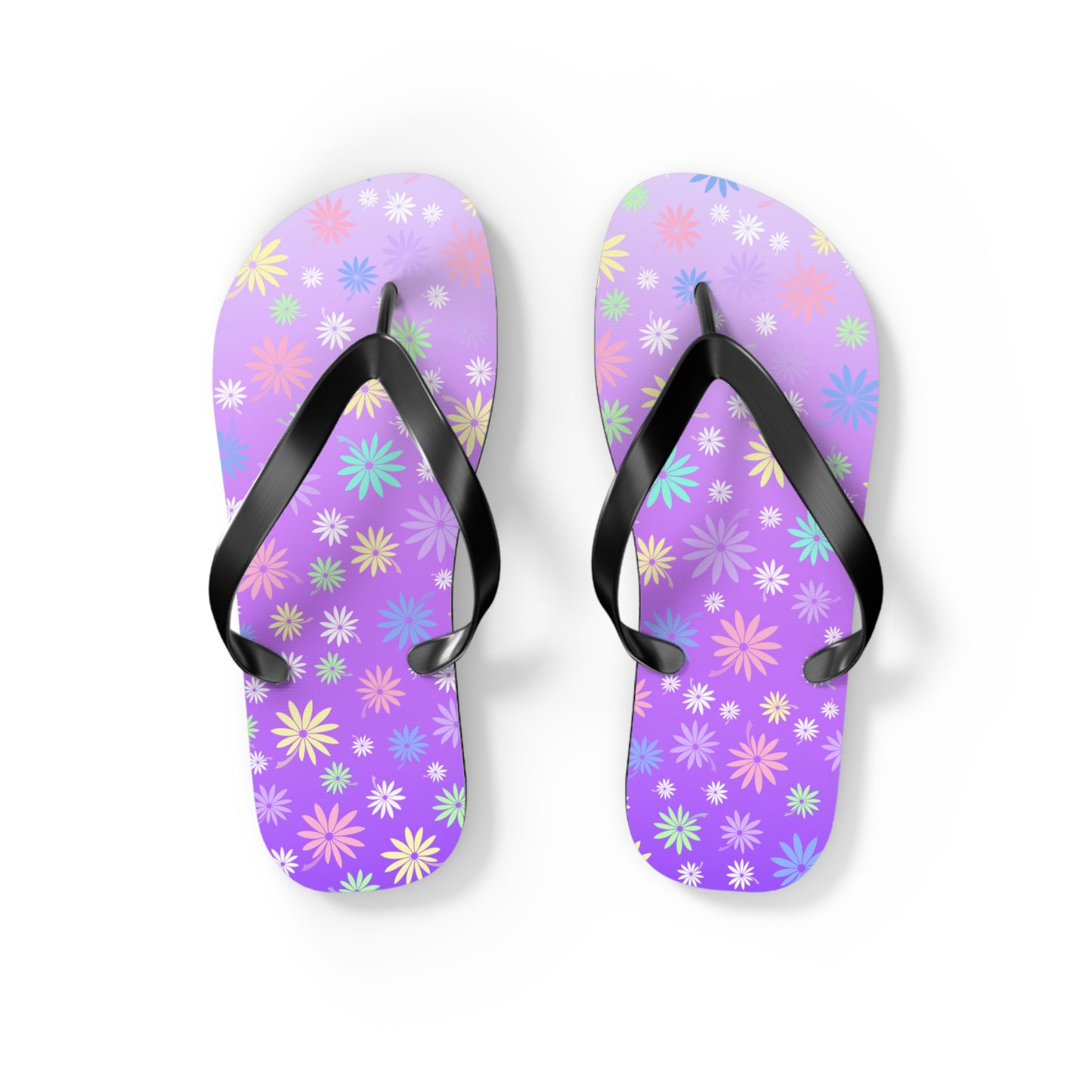 Colorful Flowers Purple Flip Flops