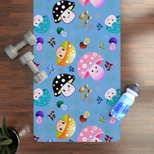 Mushroom Yoga Mat Blue