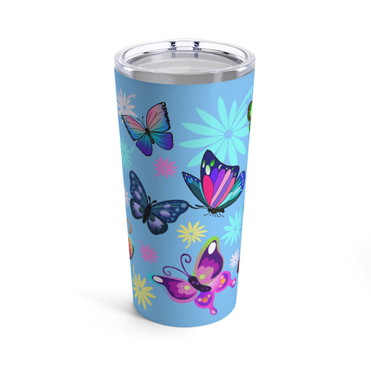 Butterfly Flower Light Blue Tumbler 20oz