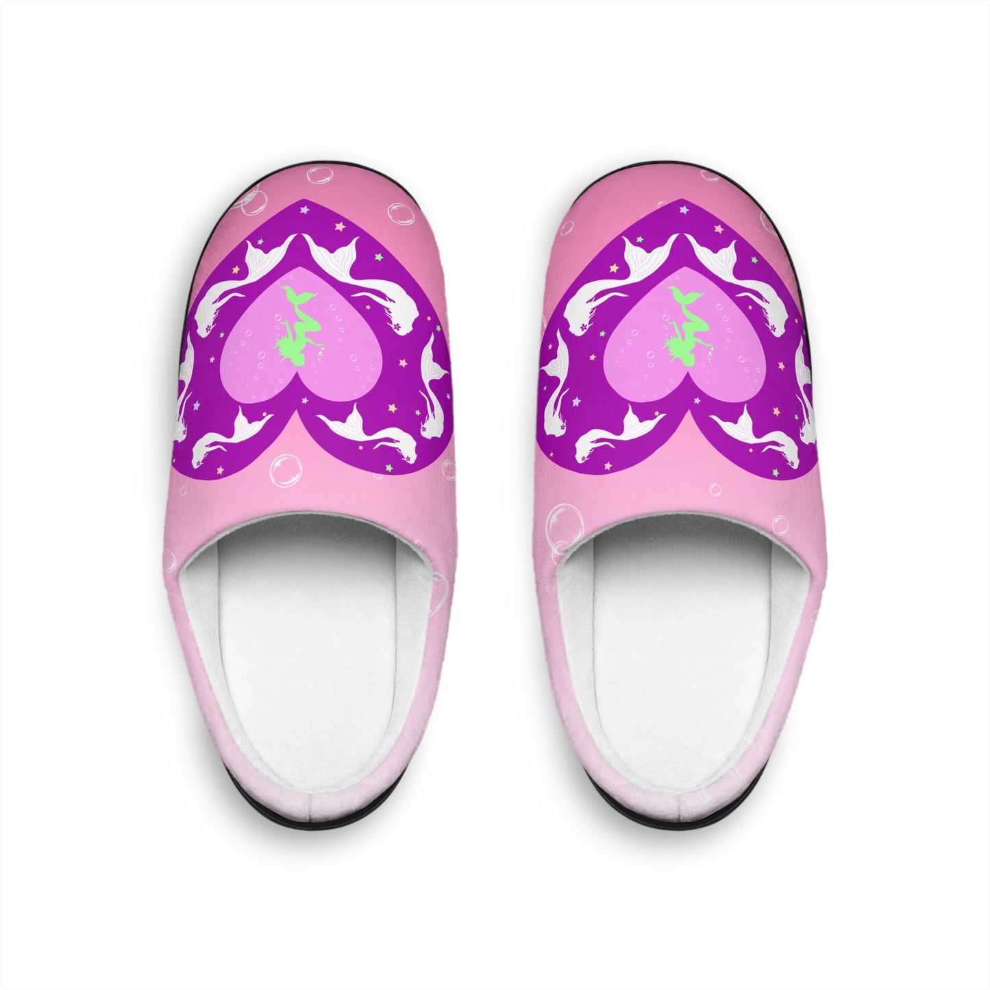 Mermaid in Heart Pink Indoor Women's Slippers