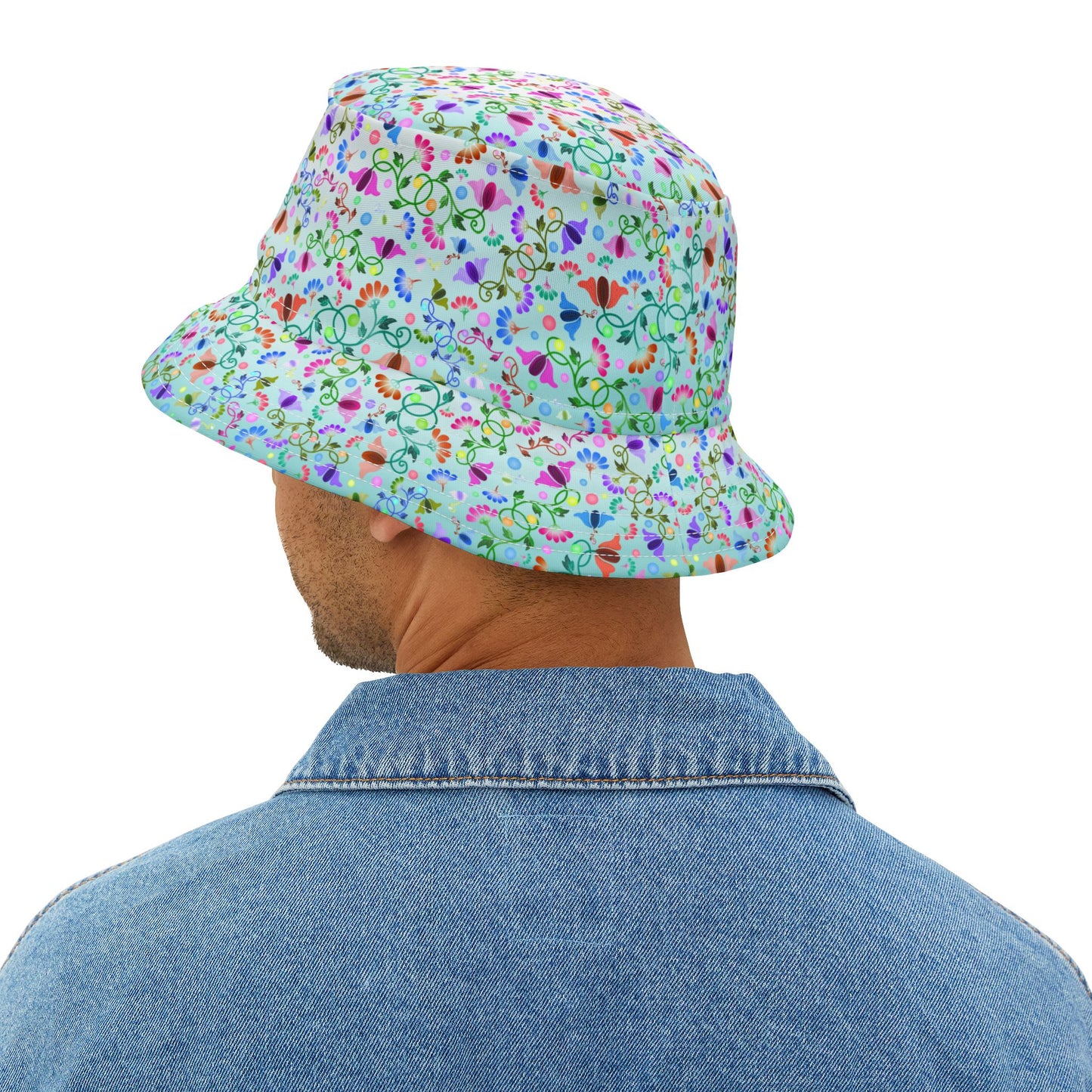 Curly Flower Bucket Hat Light Green