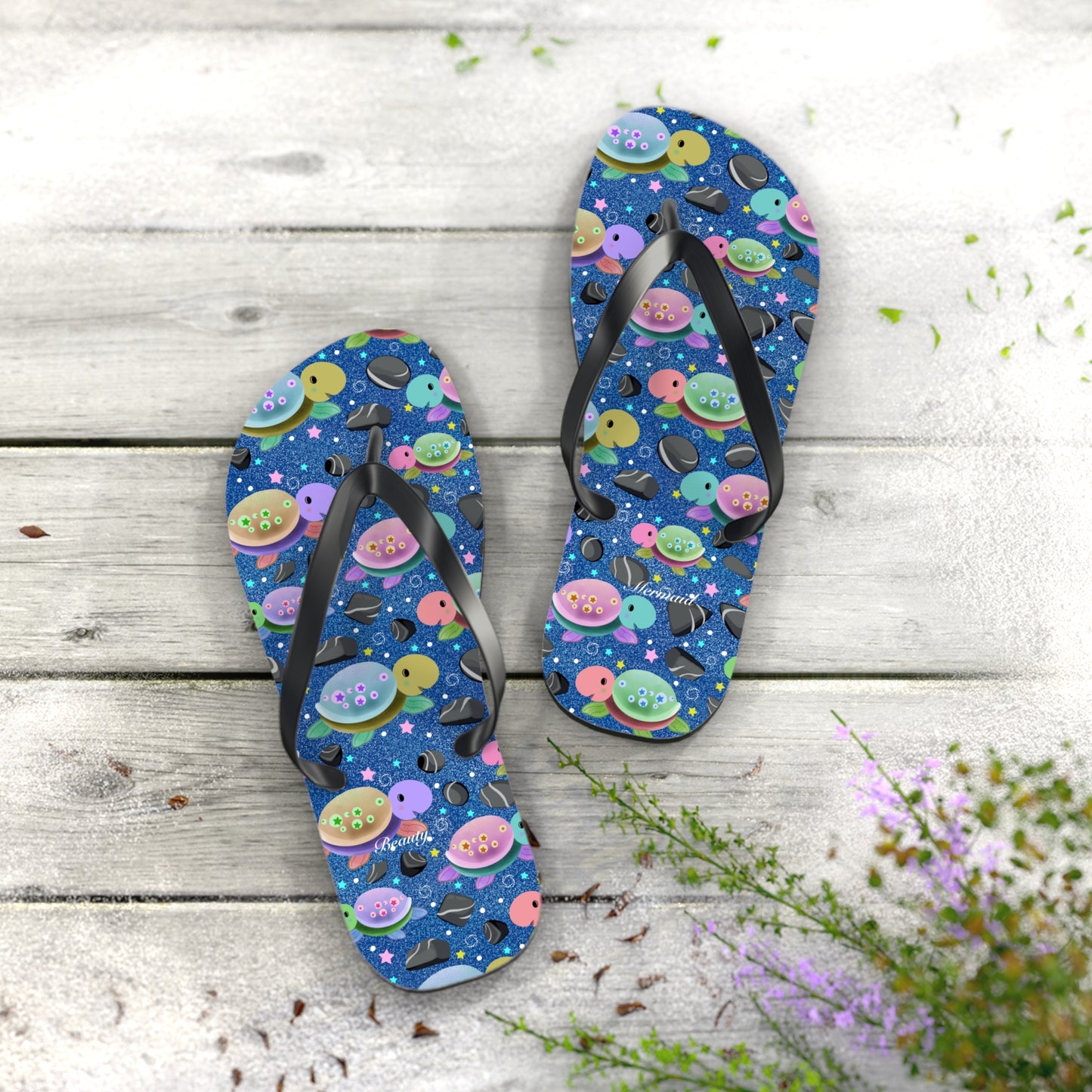 Turtle Flip Flops Deep Blue Sea
