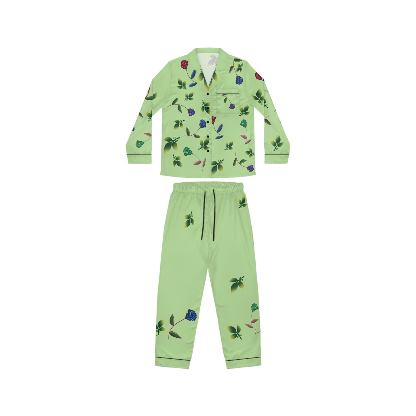 Rose Satin Pajama Green