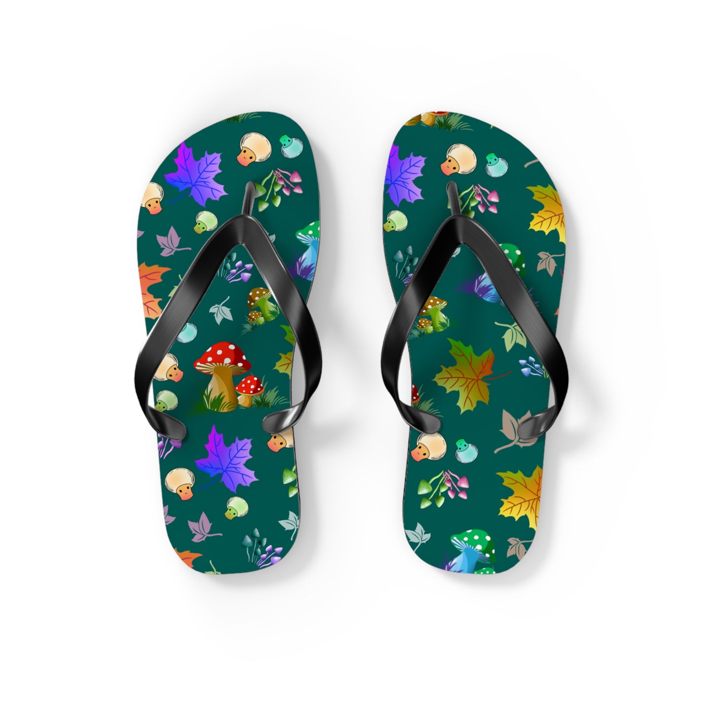 Mushroom Maple Leaves Flip Flops