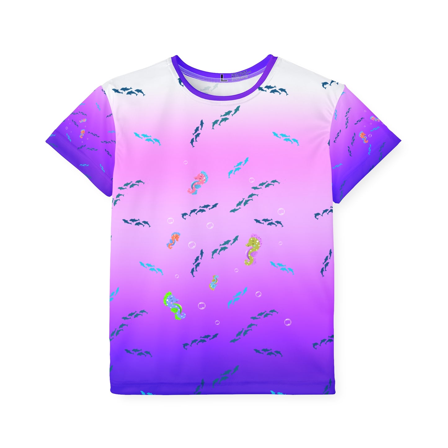 Seahorse Dolphin Kids Sports Jersey Purple