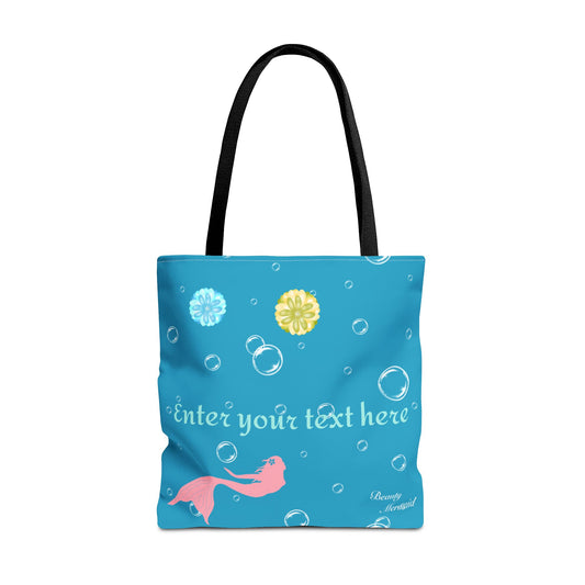 Personalized Floral Mermaid Tote Bag