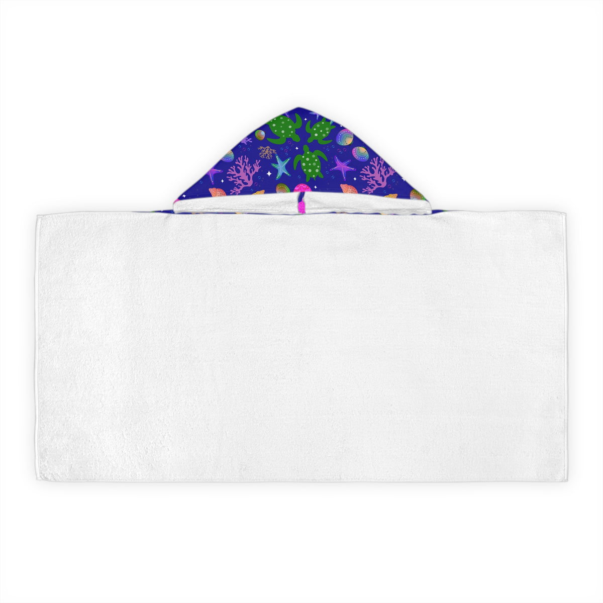 Turtle Jellyfish Deep Blue Ocean Youth Hooded Towel