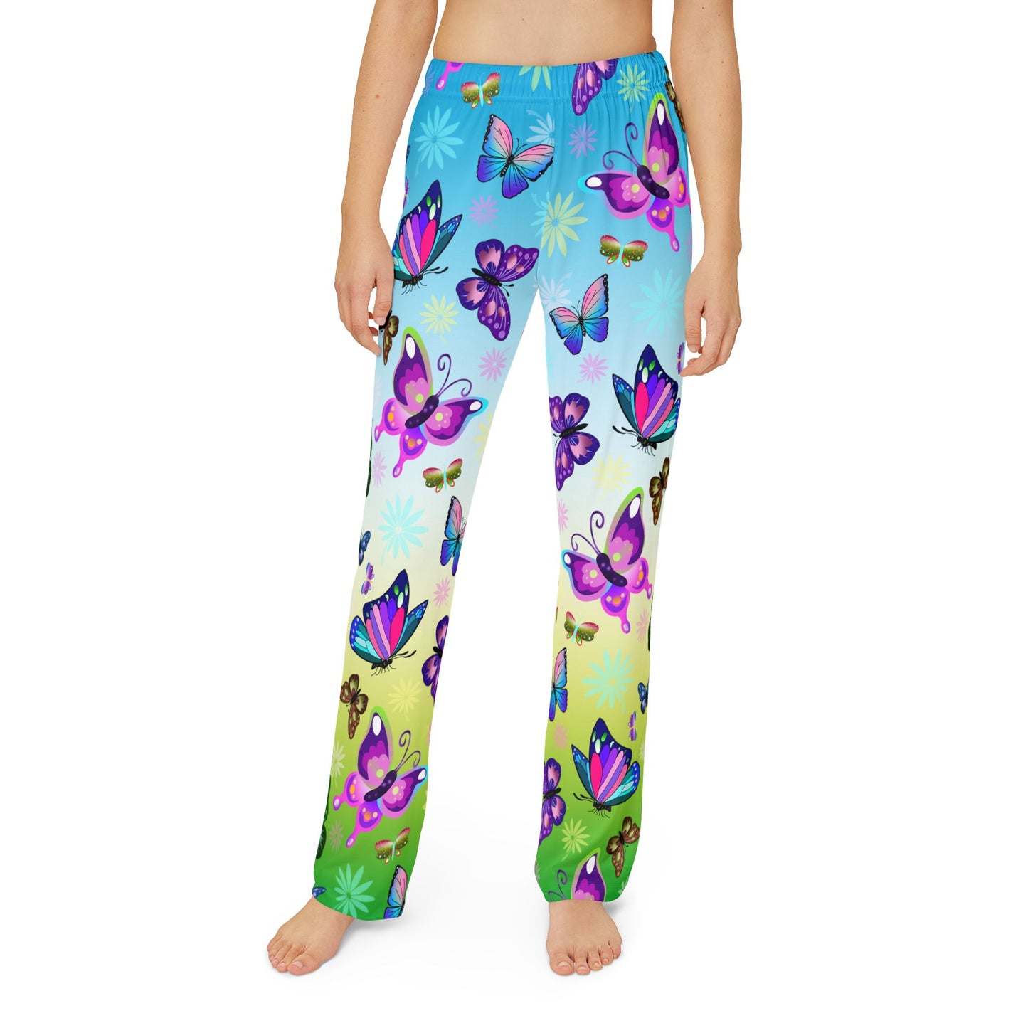 Butterfly Blue Sunny Sky Kids Pajama Pants