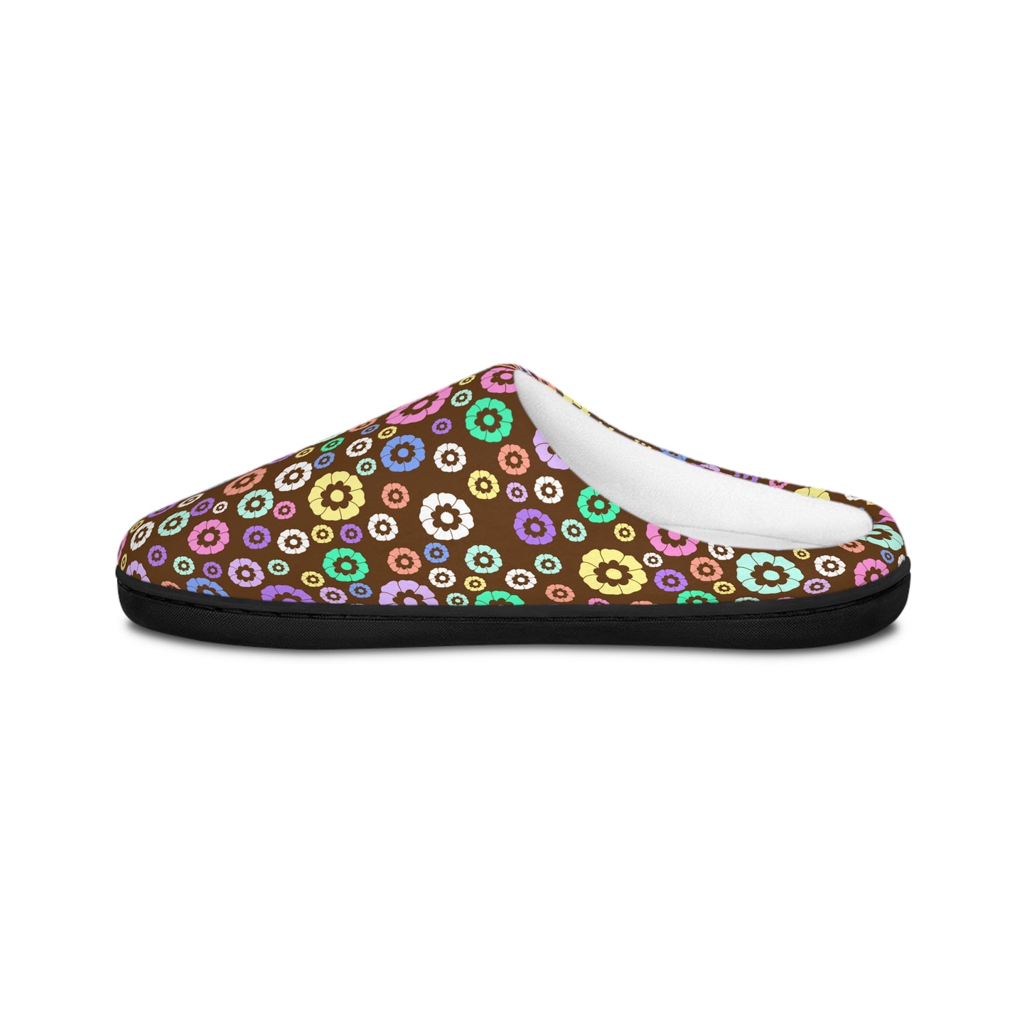 Round Flower Women's Indoor Slippers Brown