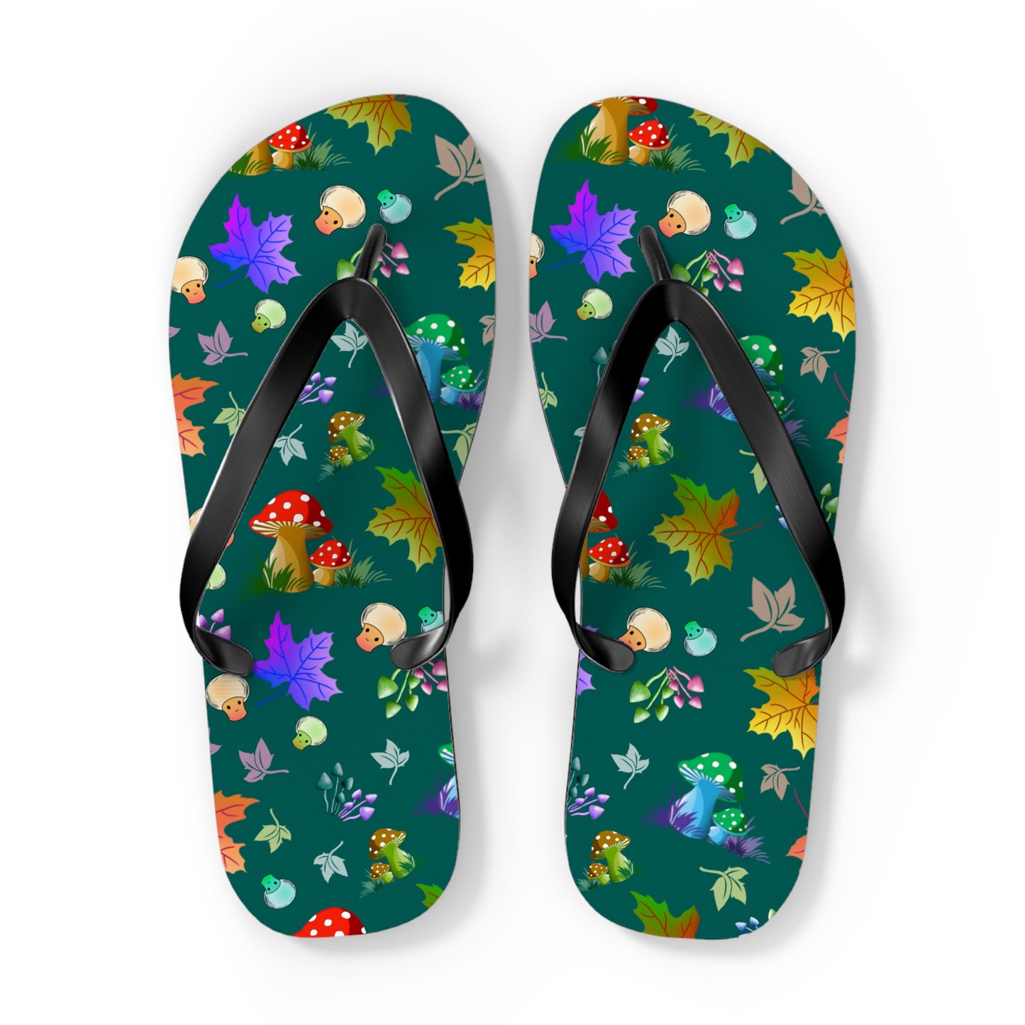 Mushroom Maple Leaves Flip Flops