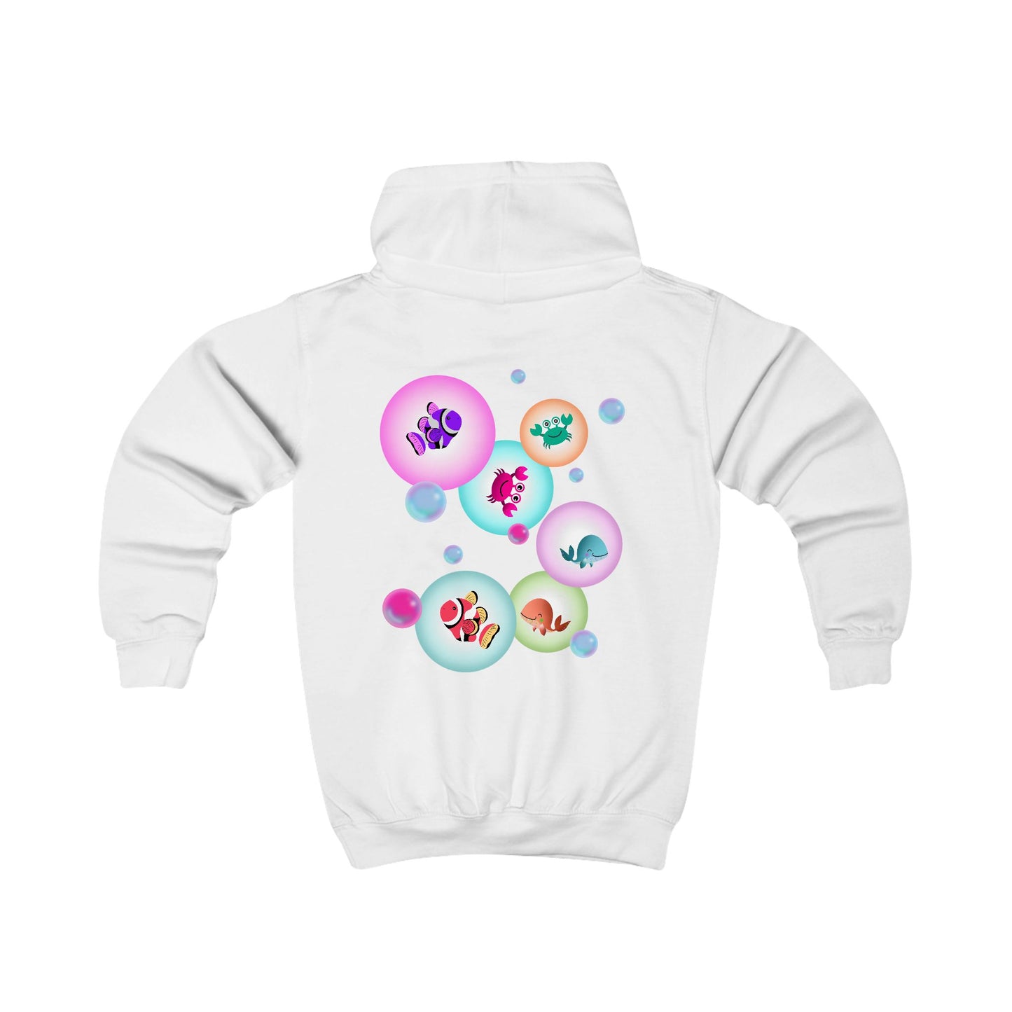 Sea Animals with Bubbles Kids Hoodie