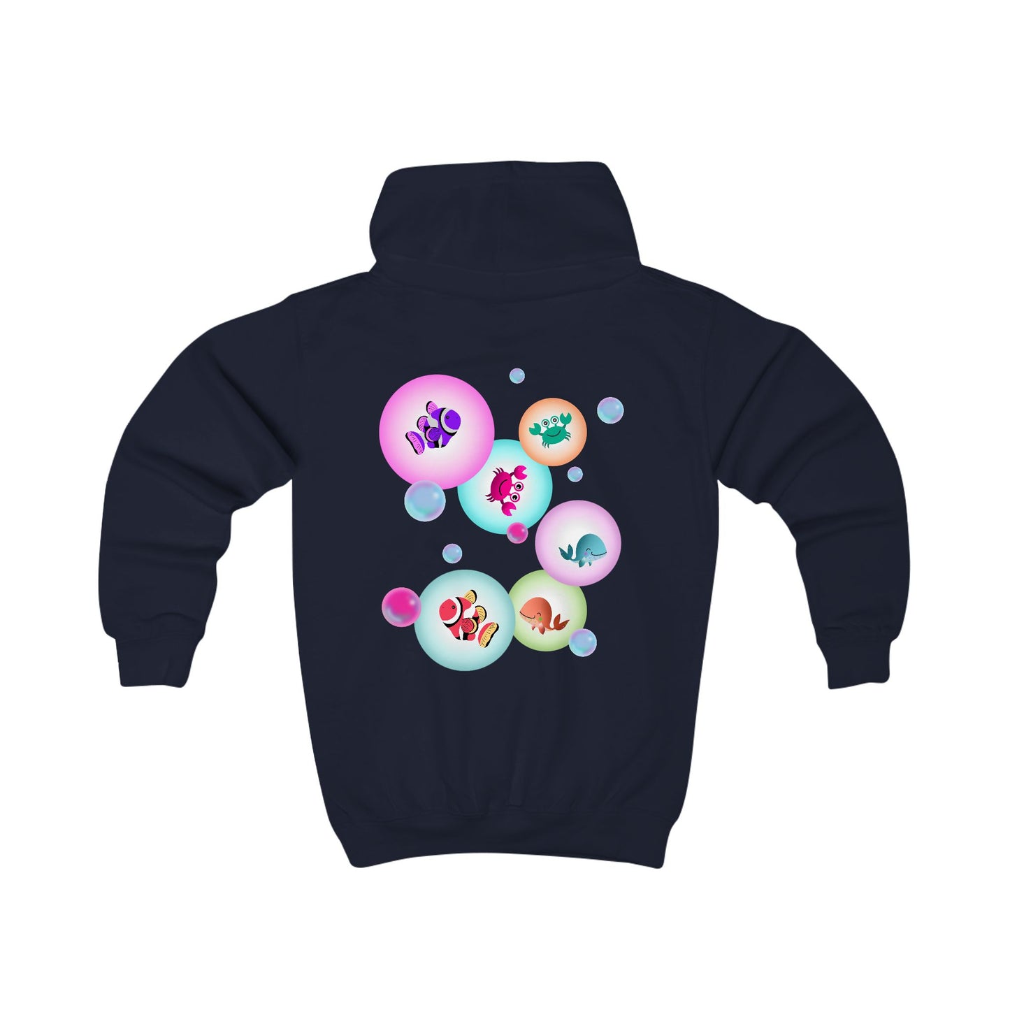 Sea Animals with Bubbles Kids Hoodie